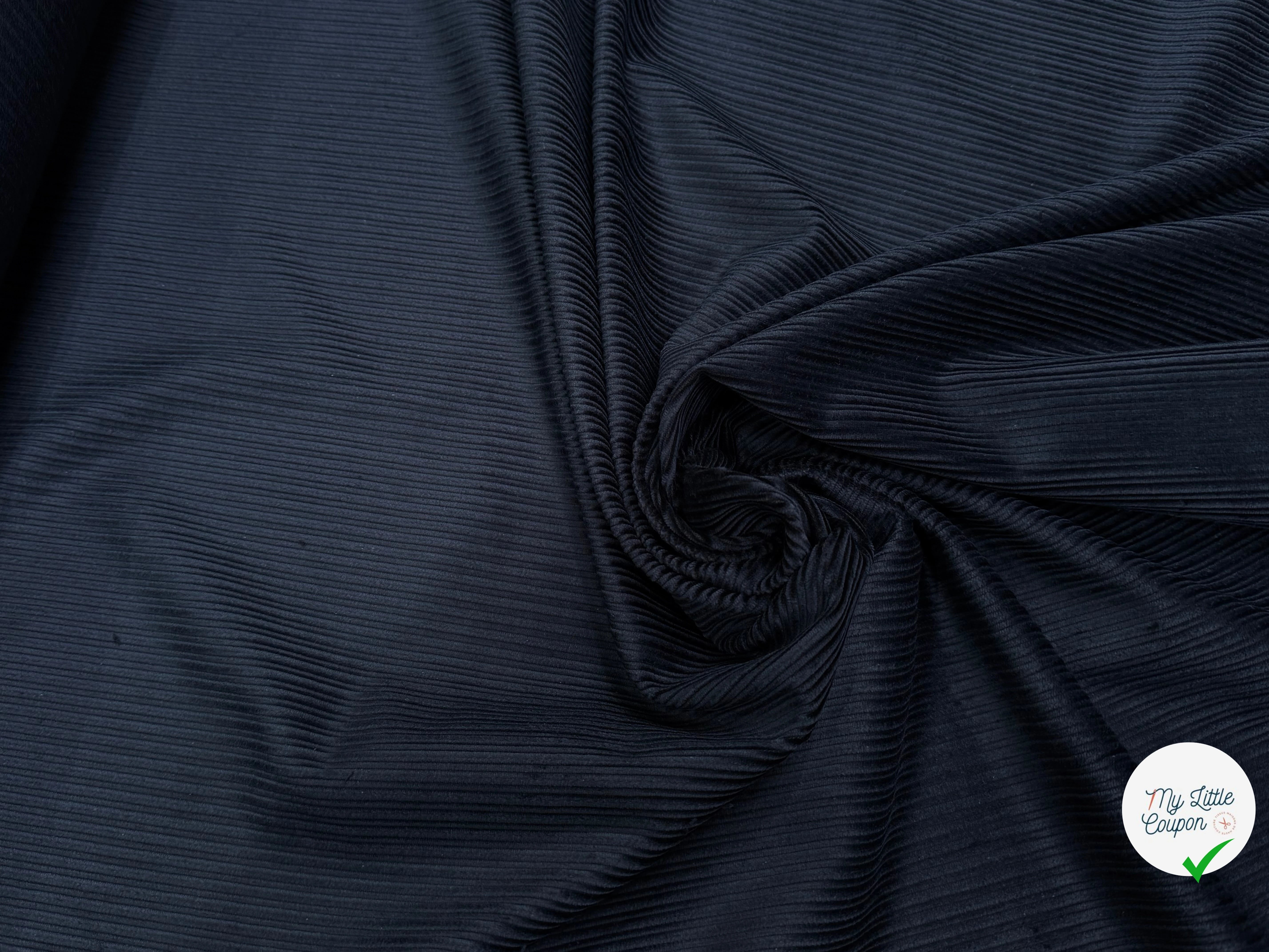 VELOURS DE COTON FANTAISIE 300 RAIES BLEU MARINE 100% COTON - My Little Coupon