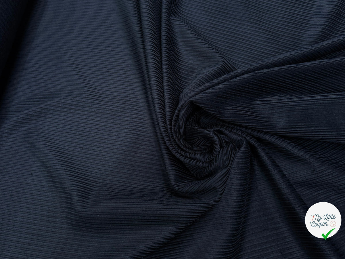 VELOURS DE COTON FANTAISIE 300 RAIES BLEU MARINE 100% COTON - My Little Coupon
