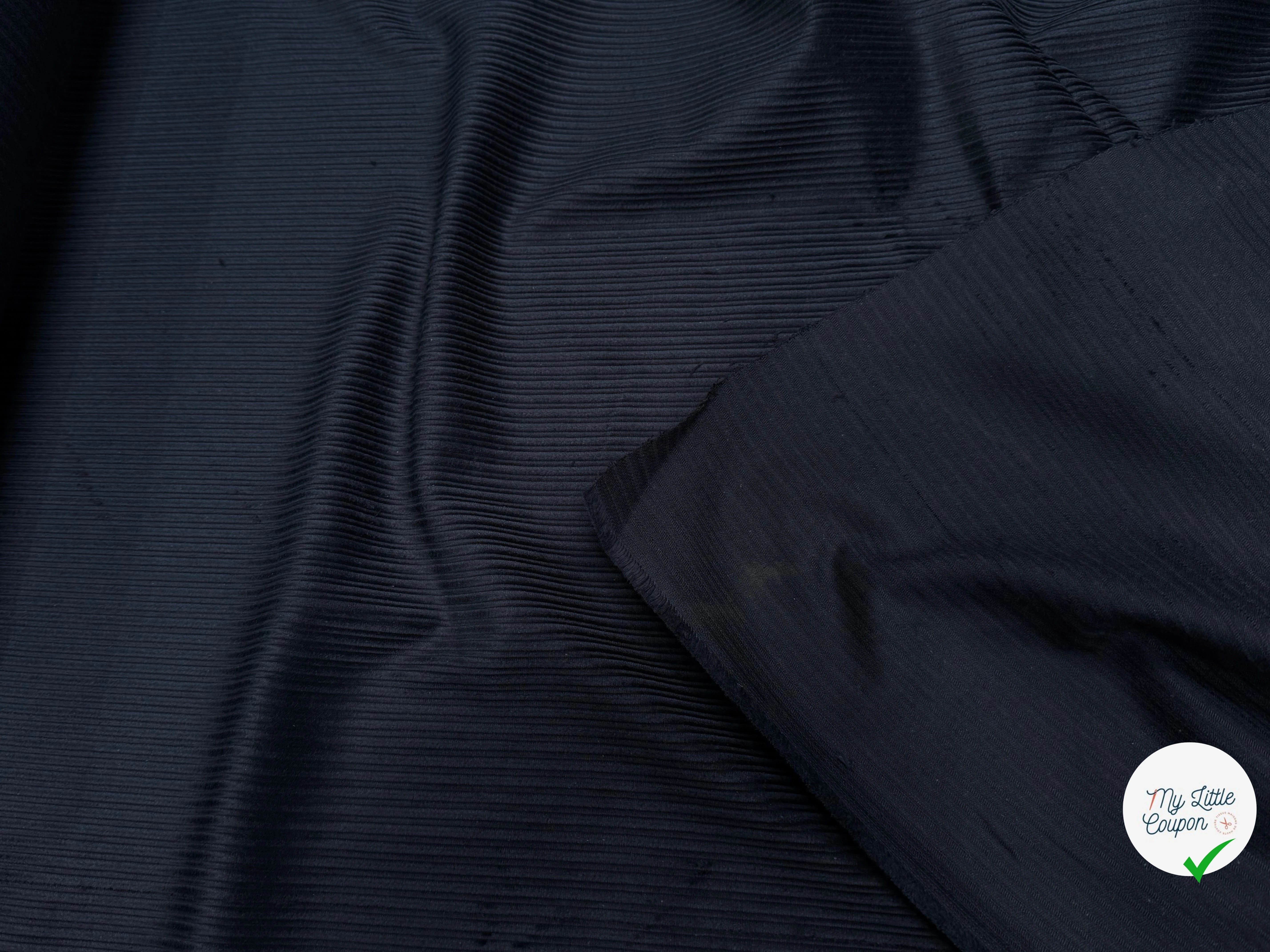 VELOURS DE COTON FANTAISIE 300 RAIES BLEU MARINE 100% COTON - My Little Coupon