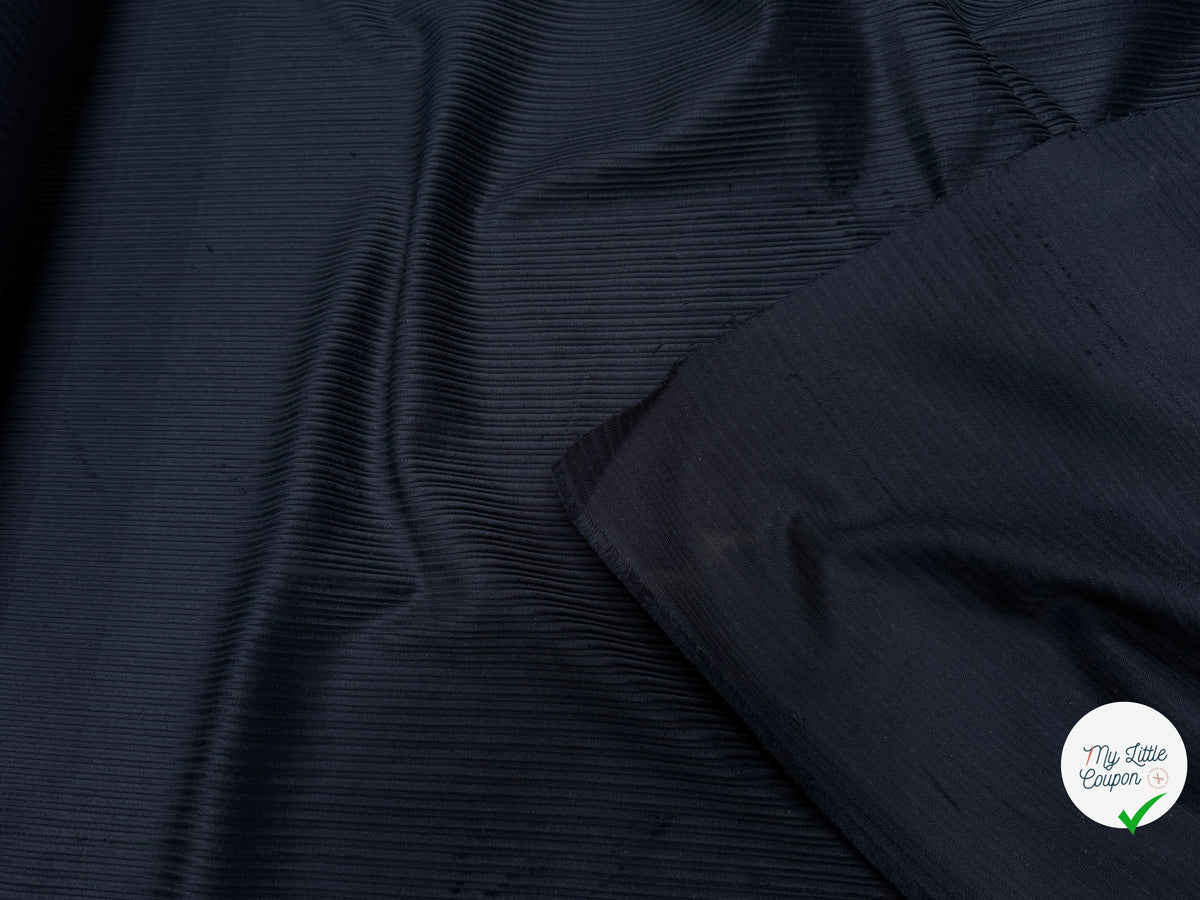 VELOURS DE COTON FANTAISIE 300 RAIES BLEU MARINE 100% COTON - My Little Coupon