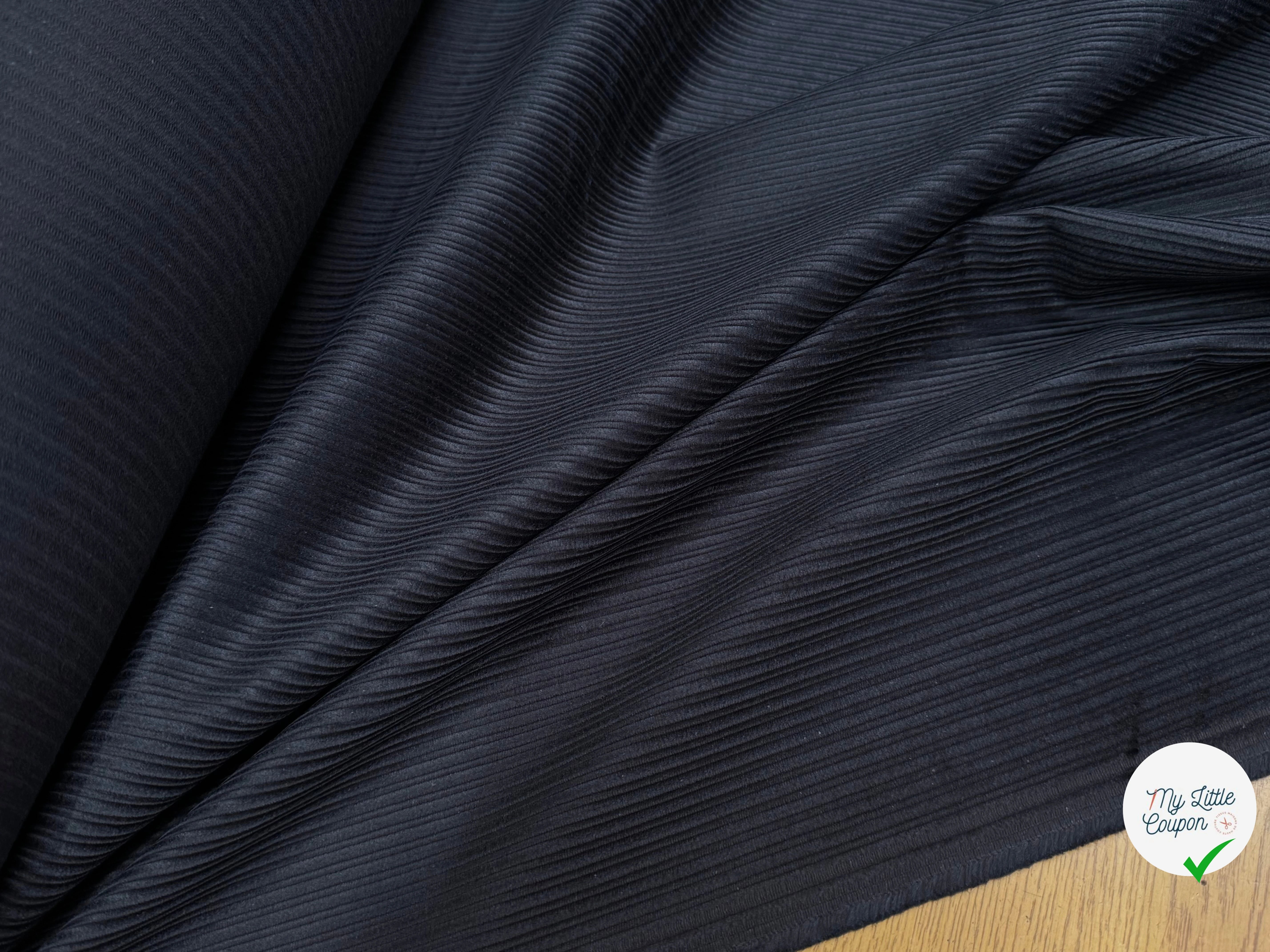 VELOURS DE COTON FANTAISIE 300 RAIES BLEU MARINE 100% COTON - My Little Coupon