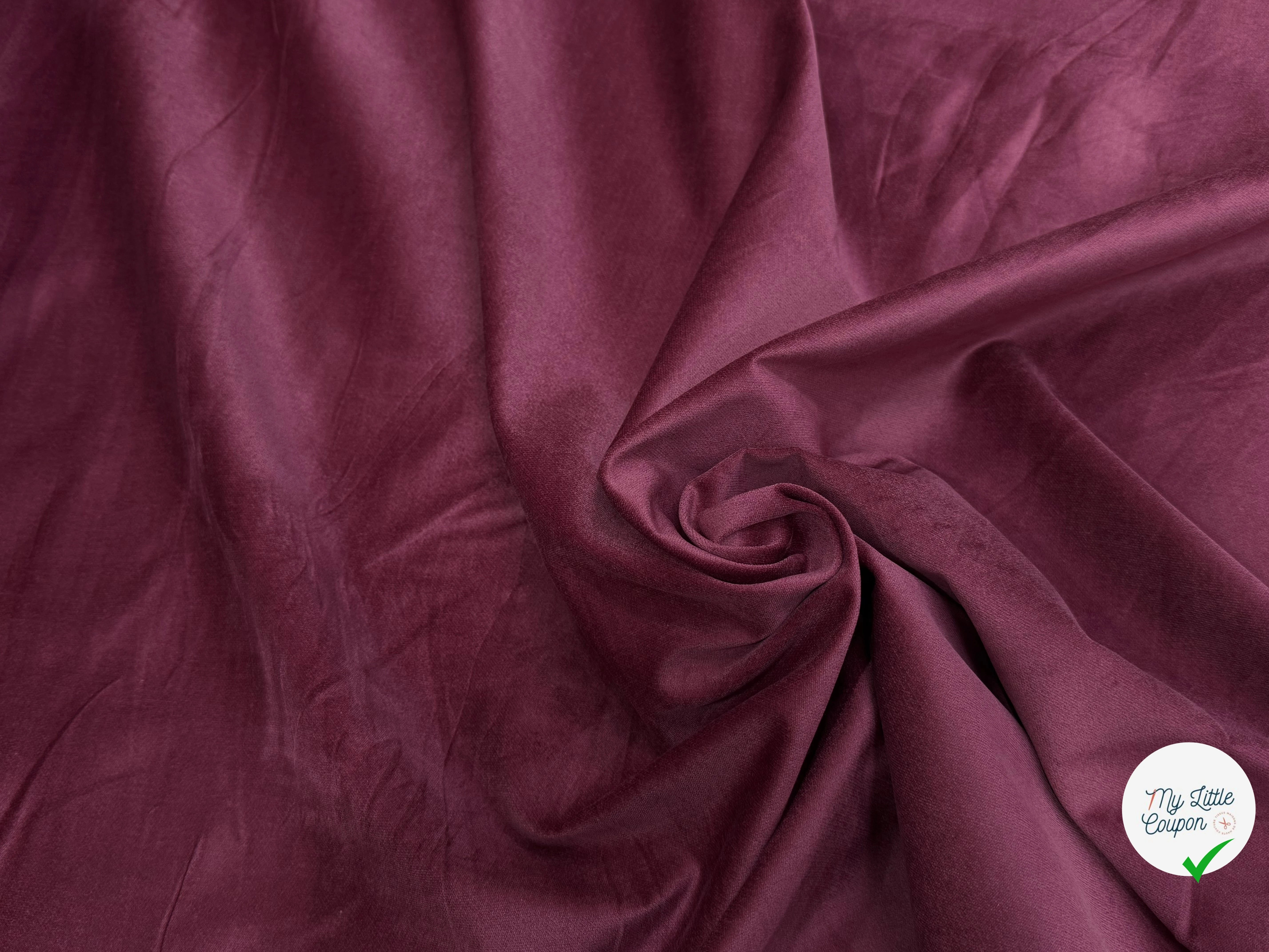VELOURS DE COTON FAUX-UNI STRETCH BORDEAUX 98% COTON - My Little Coupon