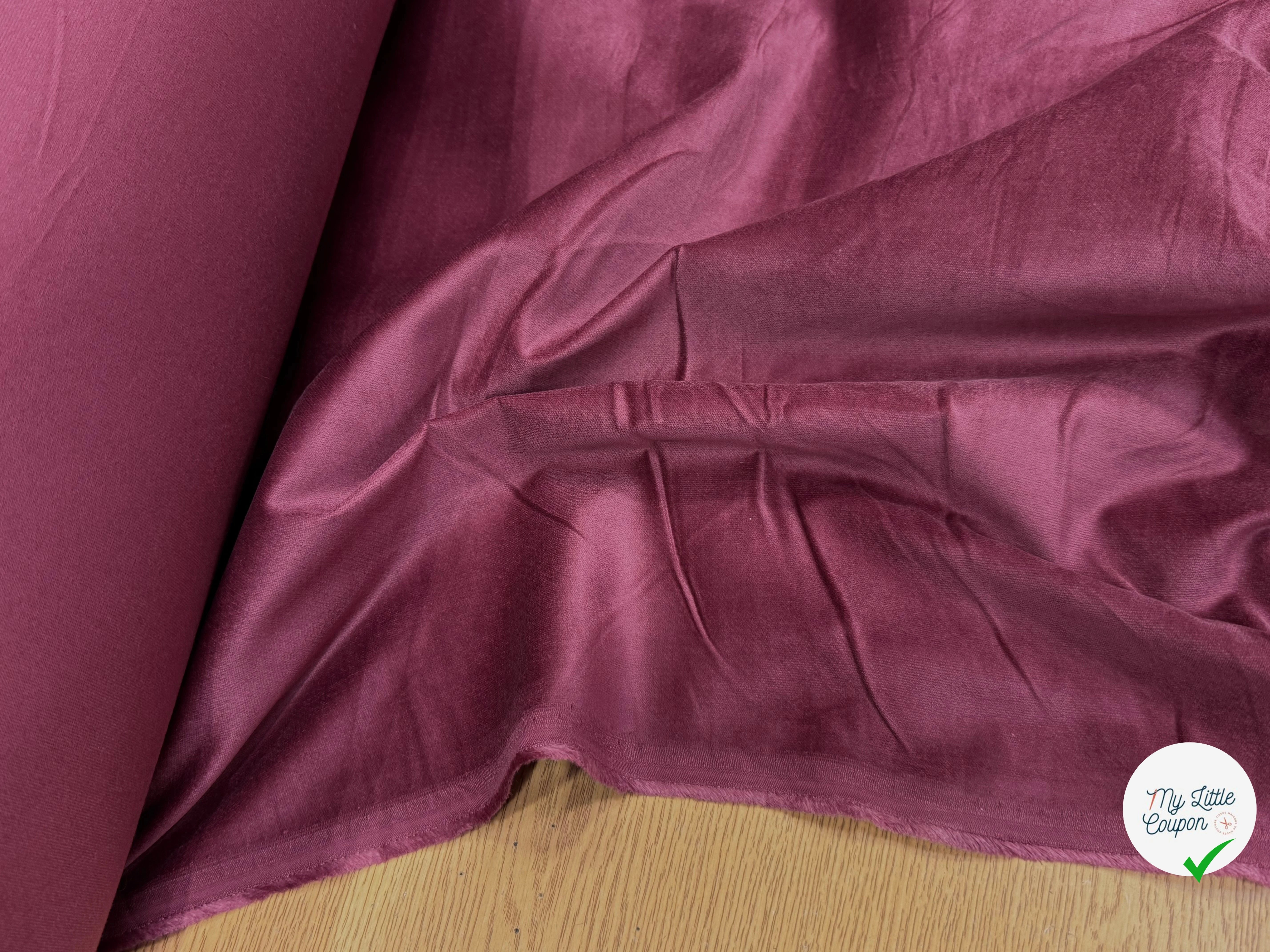VELOURS DE COTON FAUX-UNI STRETCH BORDEAUX 98% COTON - My Little Coupon