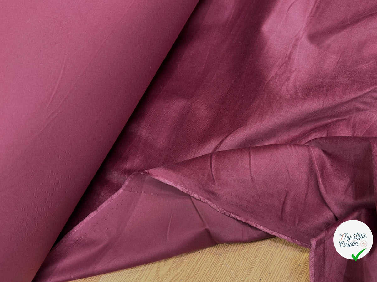 VELOURS DE COTON FAUX-UNI STRETCH BORDEAUX 98% COTON - My Little Coupon