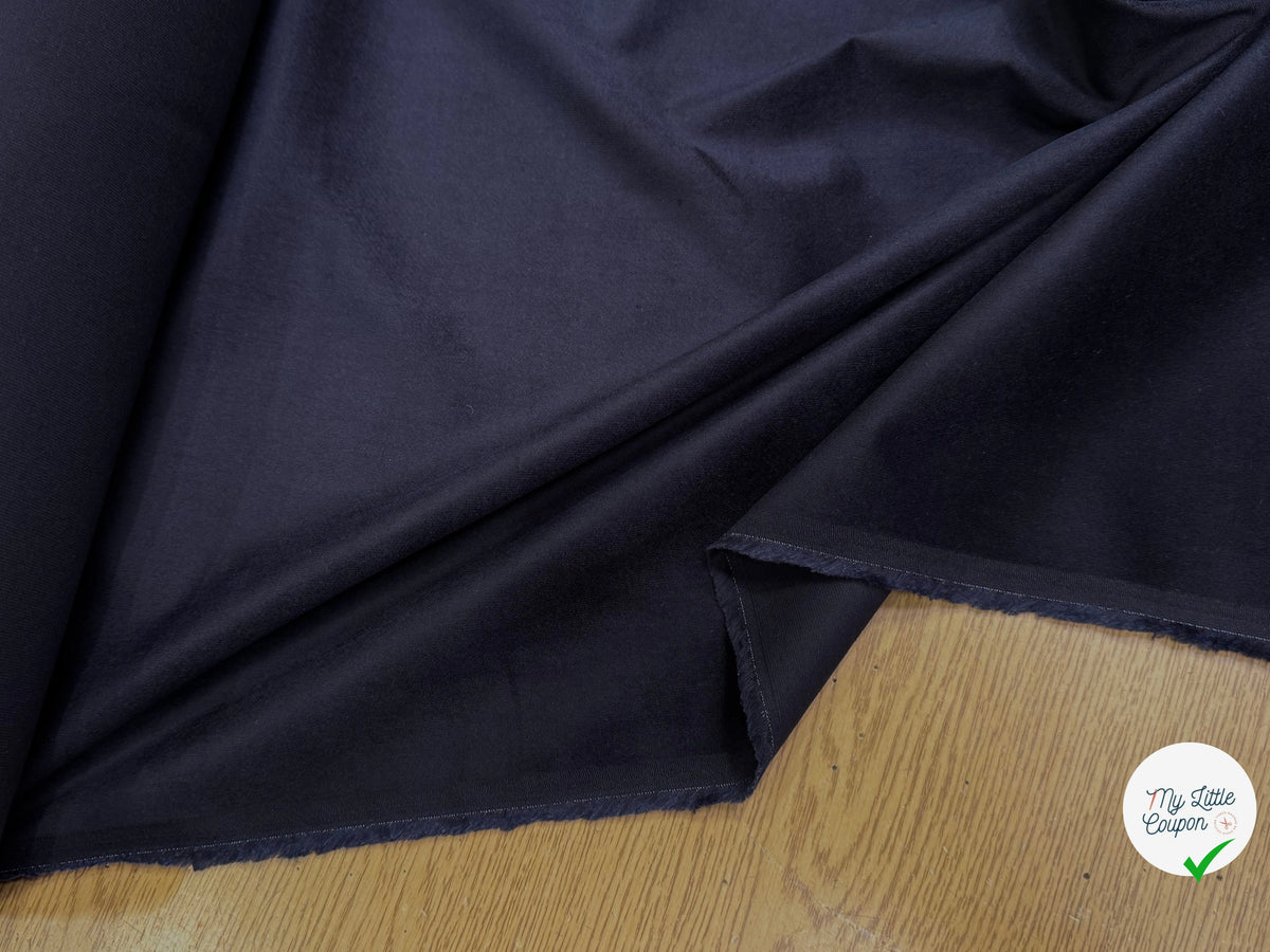 VELOURS DE COTON FAUX-UNI STRETCH VIOLET FONCÉ 98% COTON - My Little Coupon