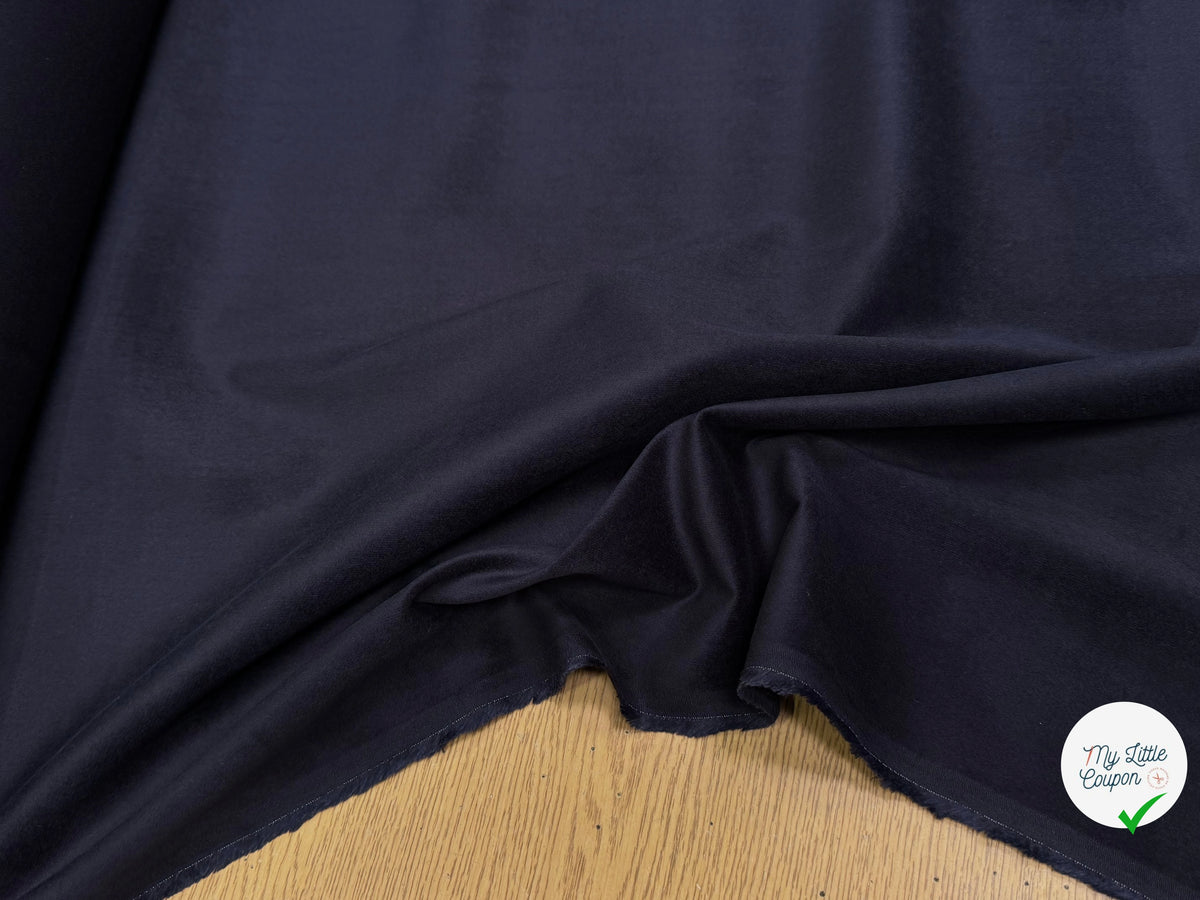 VELOURS DE COTON FAUX-UNI STRETCH VIOLET FONCÉ 98% COTON - My Little Coupon