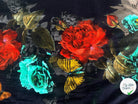 VELOURS DE COTON IMPRIMÉ FLORAL ET PAPILLONS BLACK MLC INTERN