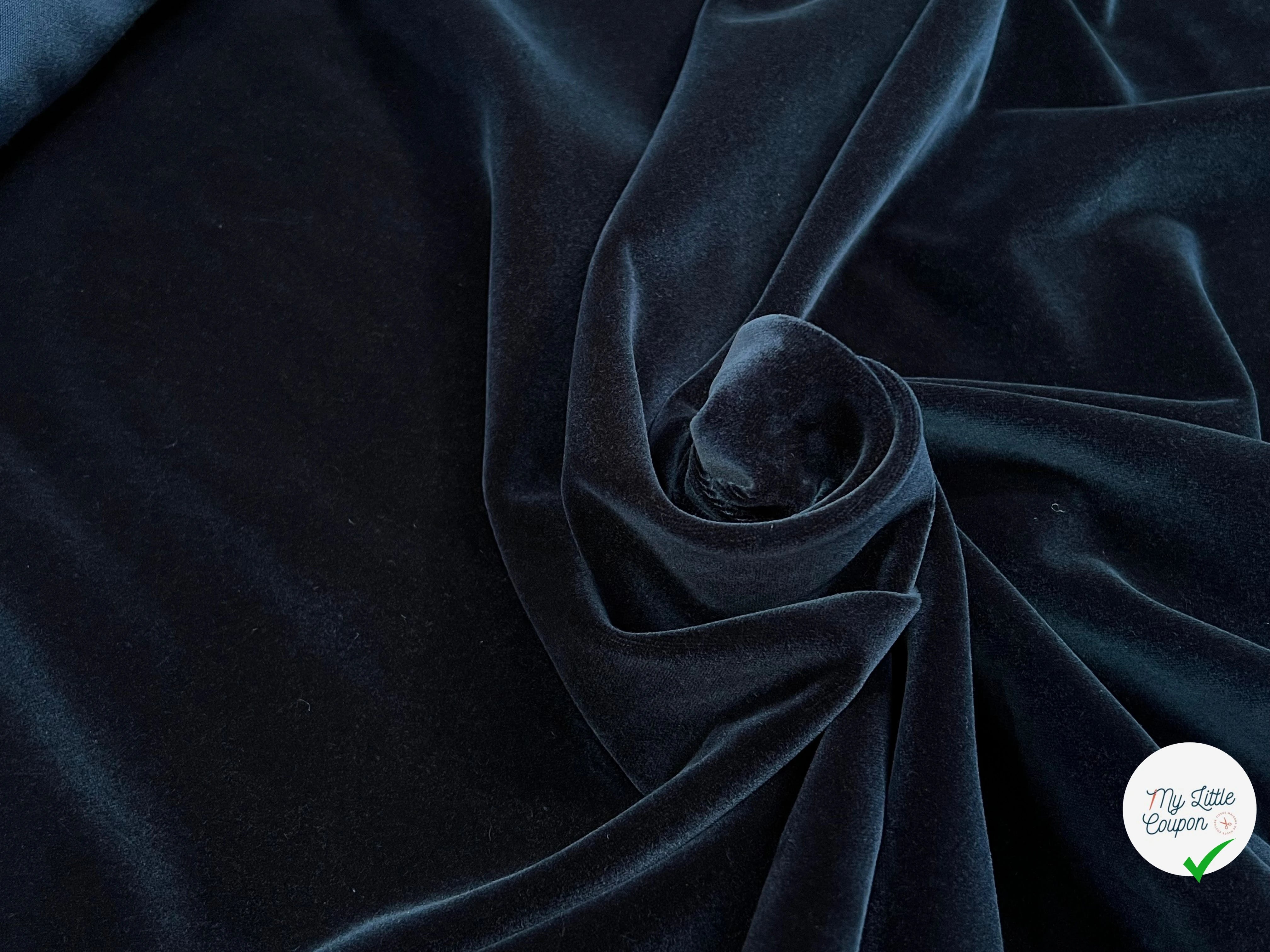 VELOURS DE COTON LISSE BLEU NUIT 100% COTON - My Little Coupon