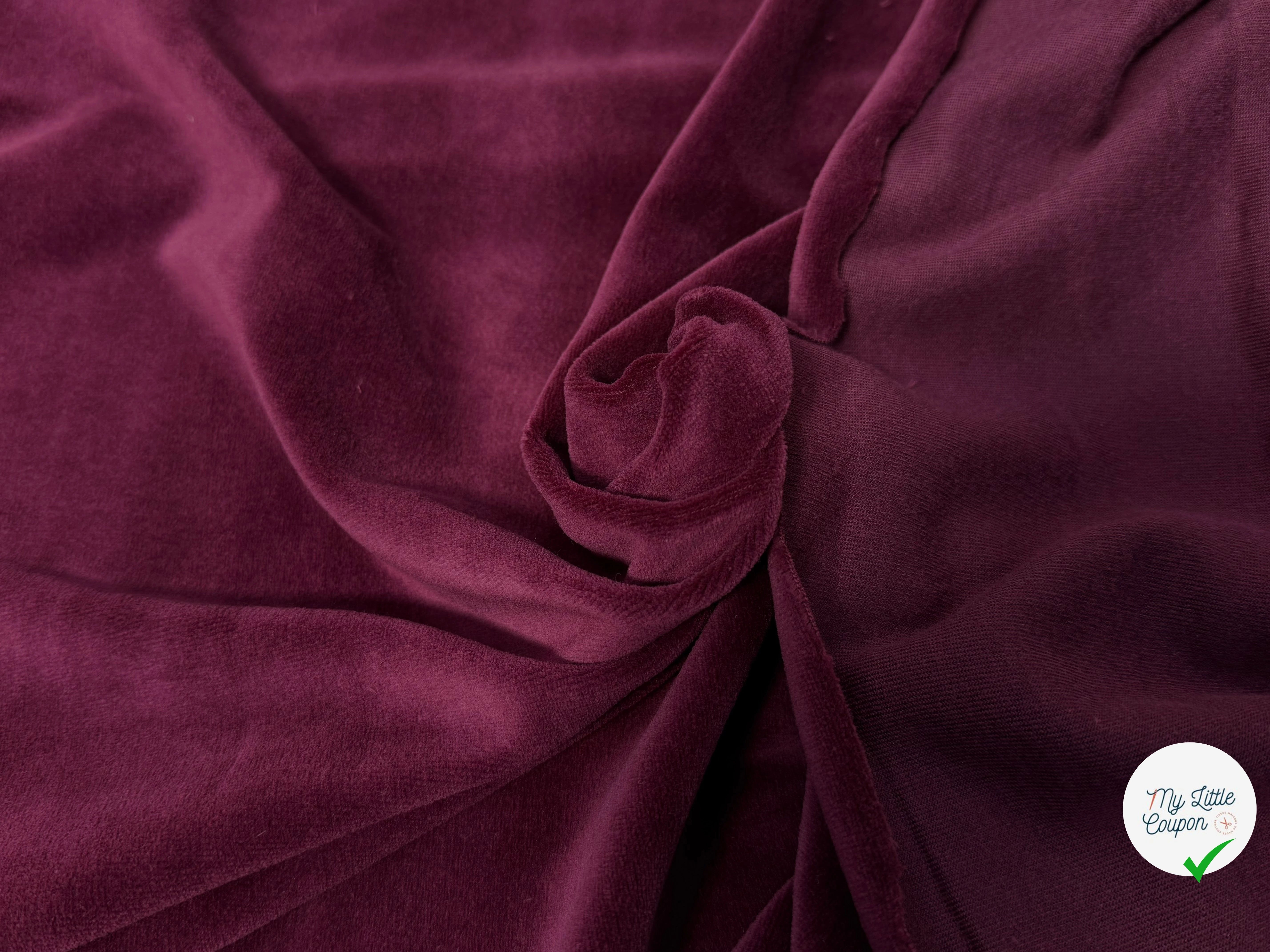 VELOURS DE COTON MOUSSE STRETCH BORDEAUX TOUCHER DOUX - My Little Coupon