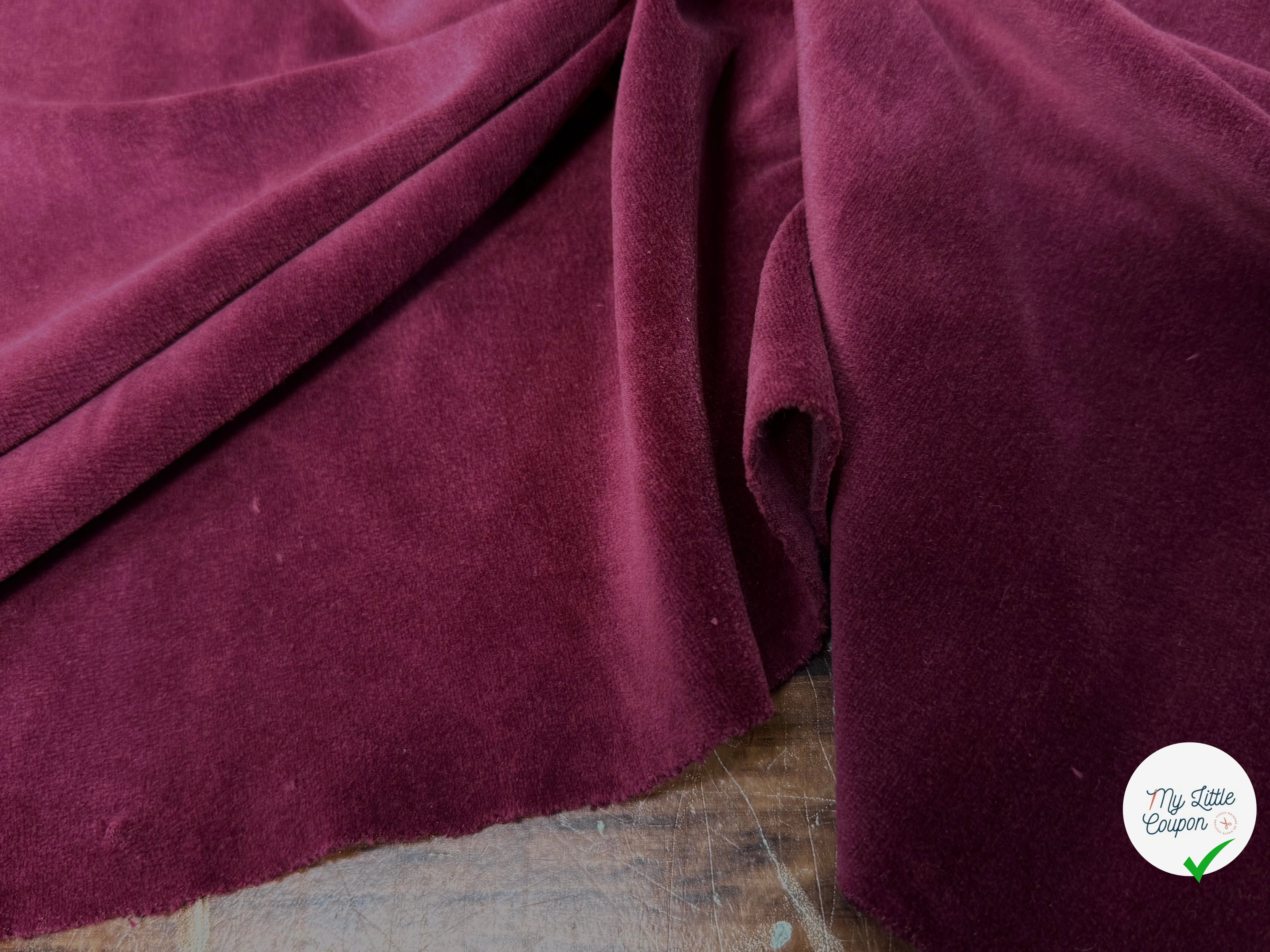 VELOURS DE COTON MOUSSE STRETCH BORDEAUX TOUCHER DOUX - My Little Coupon