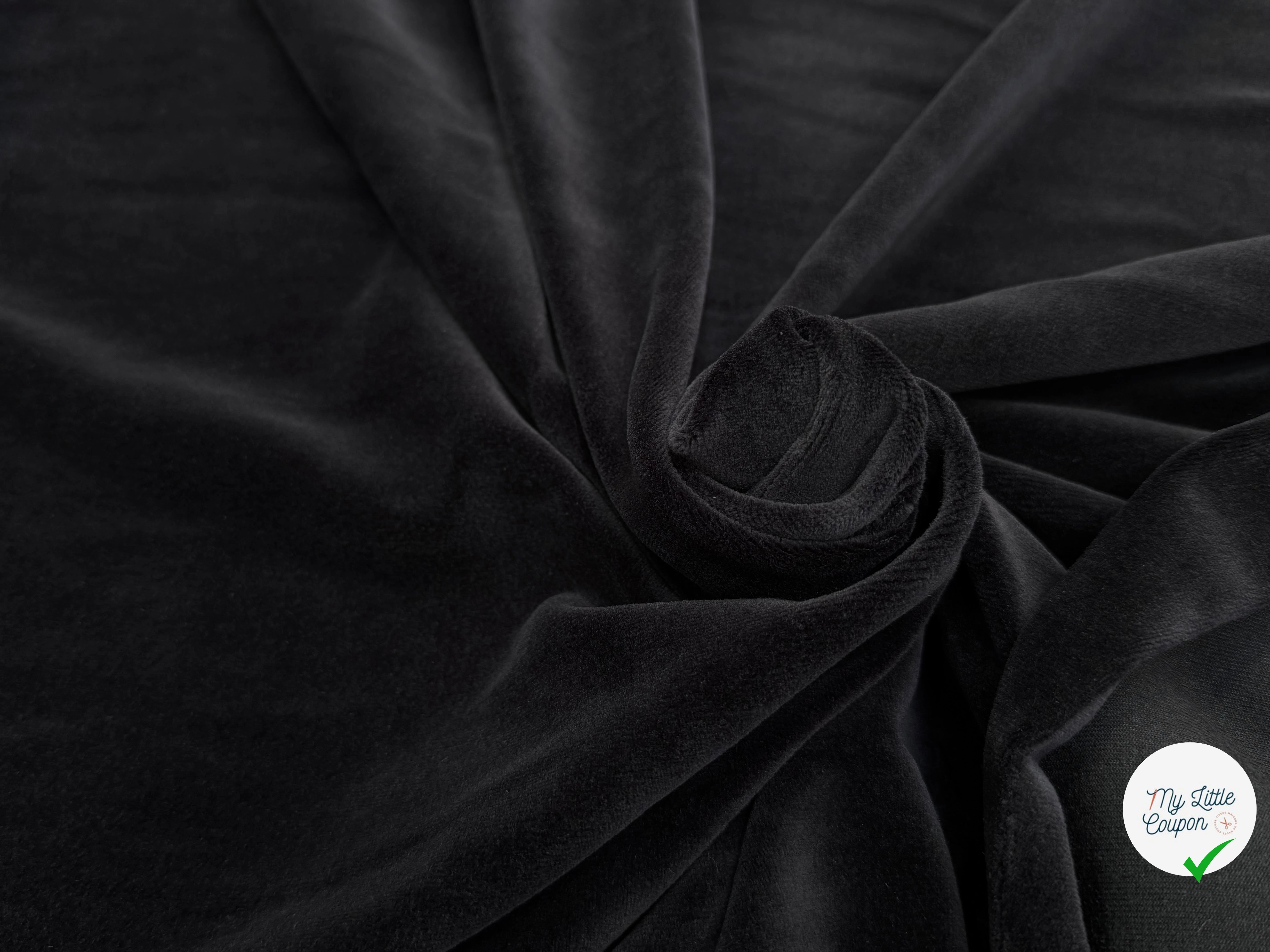 VELOURS DE COTON MOUSSE STRETCH NOIR TOUCHER DOUX - My Little Coupon