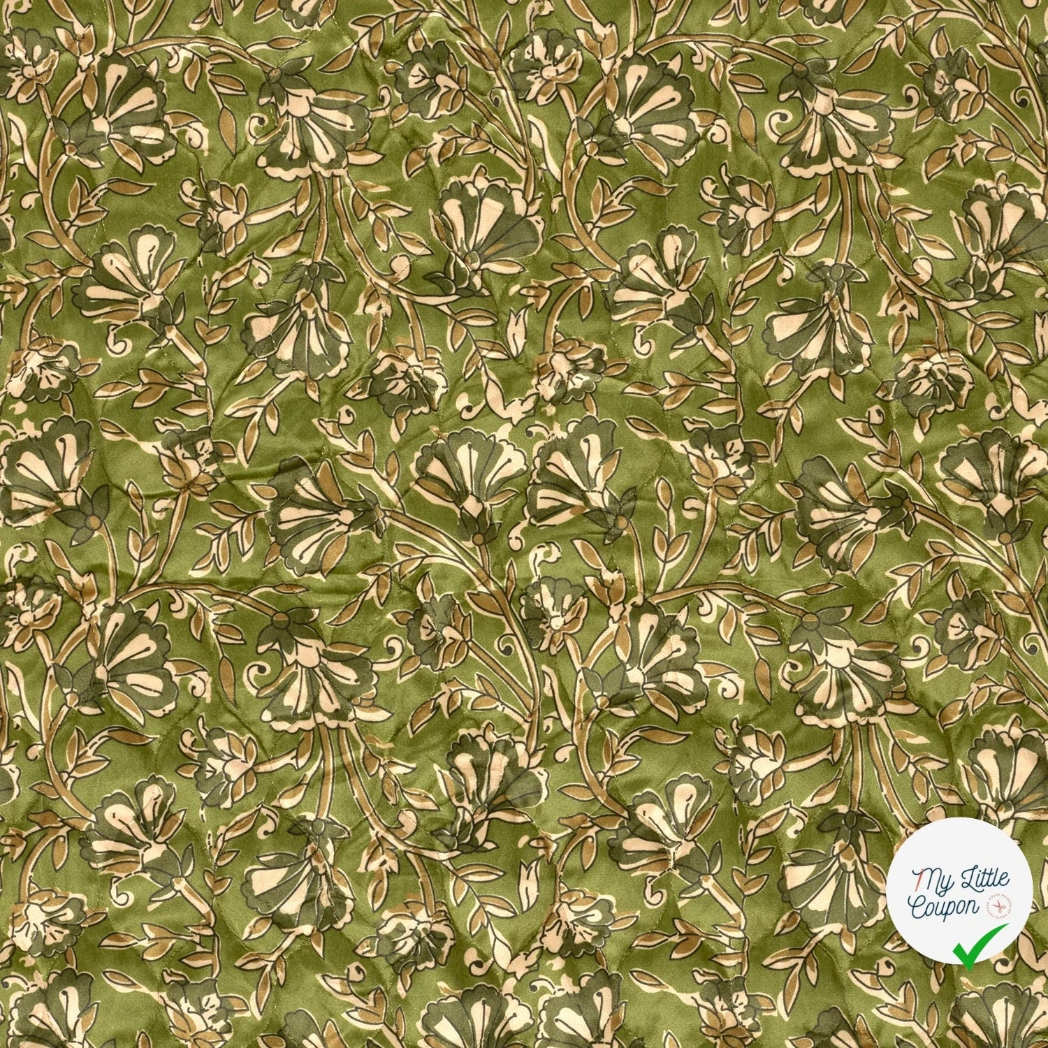 Velours fleurs vert