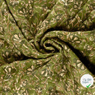 Velours fleurs vert