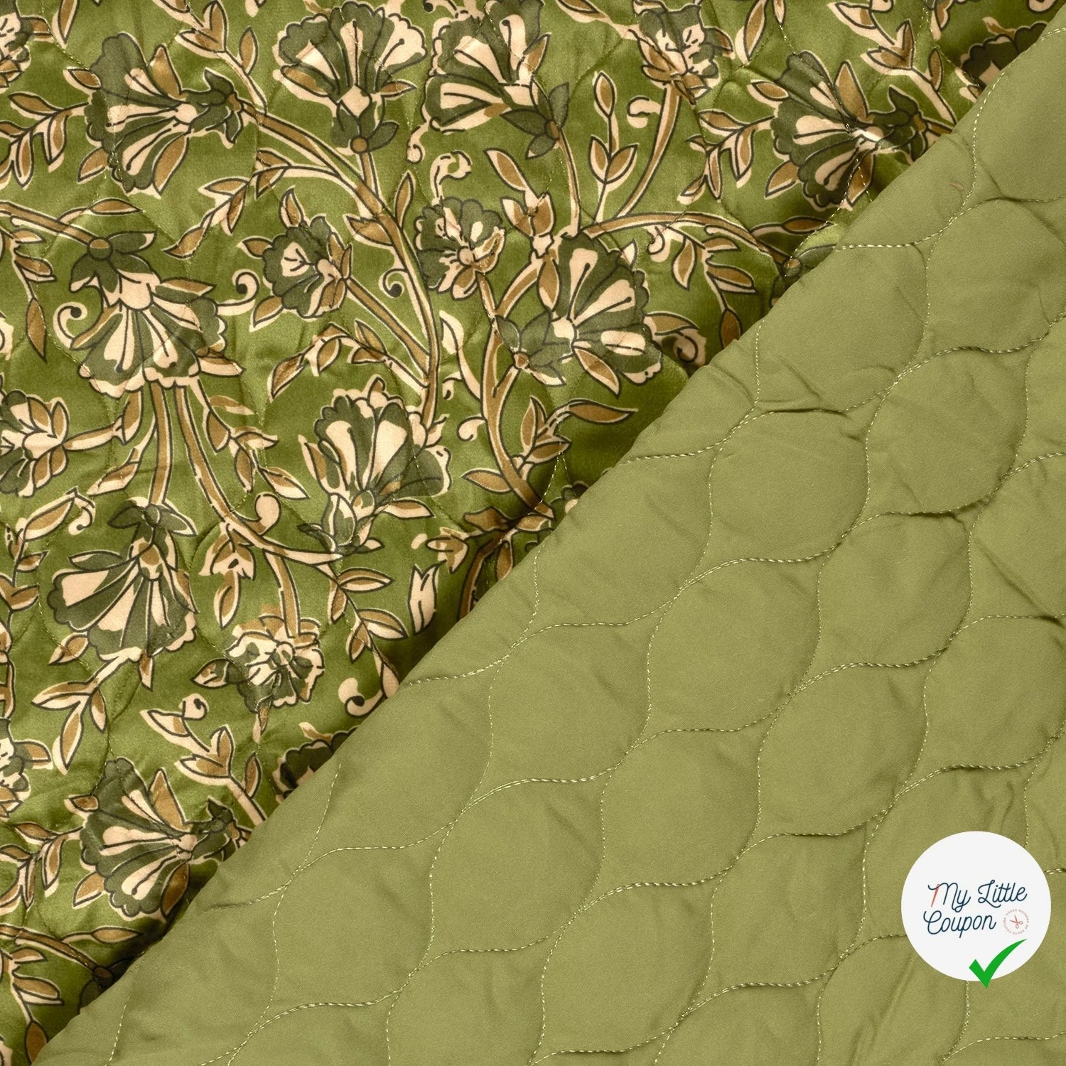 Velours fleurs vert