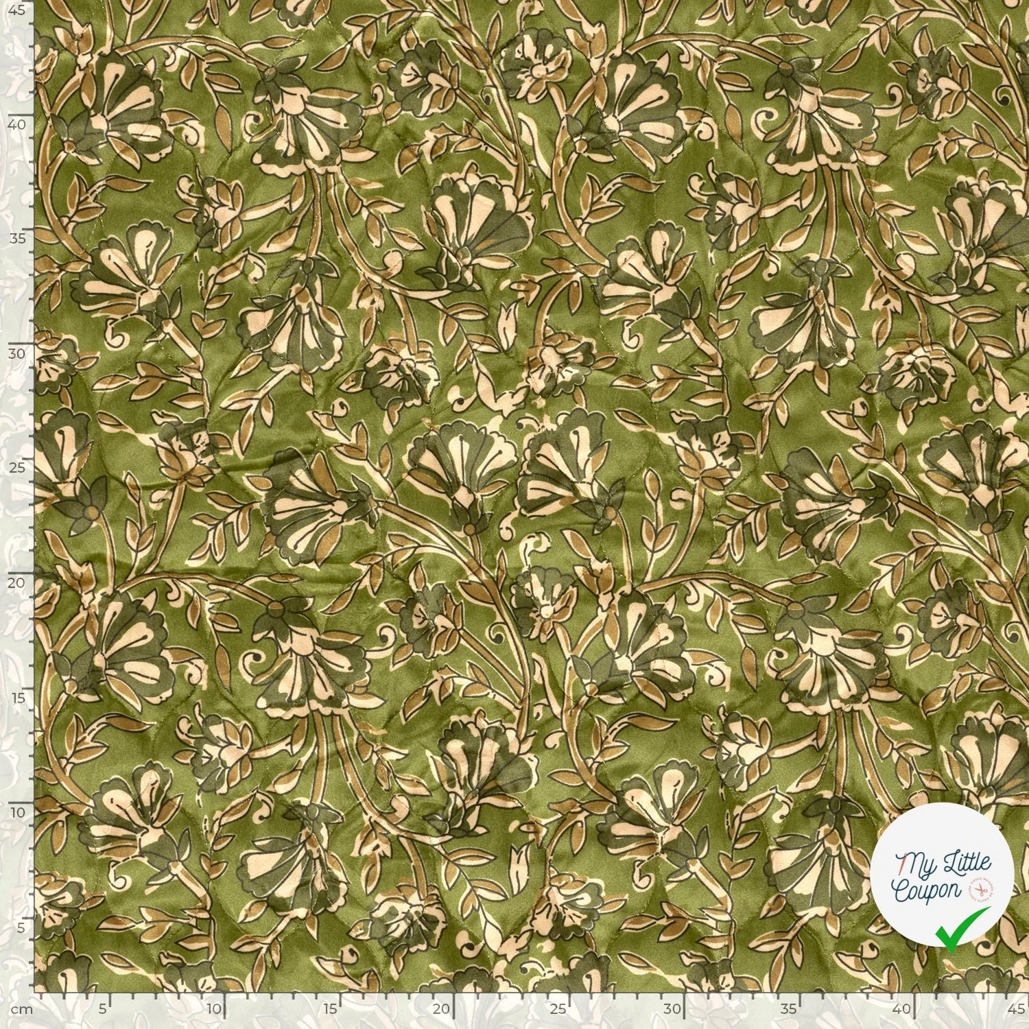 Velours fleurs vert