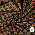 VELOURS IMPRIMÉ FLEURS BLOCKPRINT BRUN FONCÉ - drapé