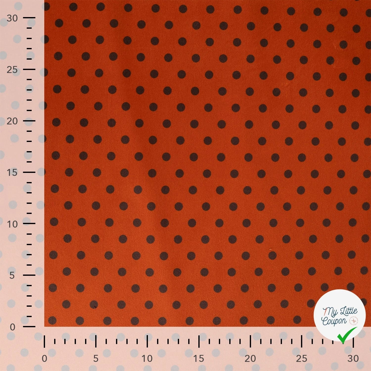 VELOURS IMPRIMÉ POIS BRUN FONCÉ - échelle en cm