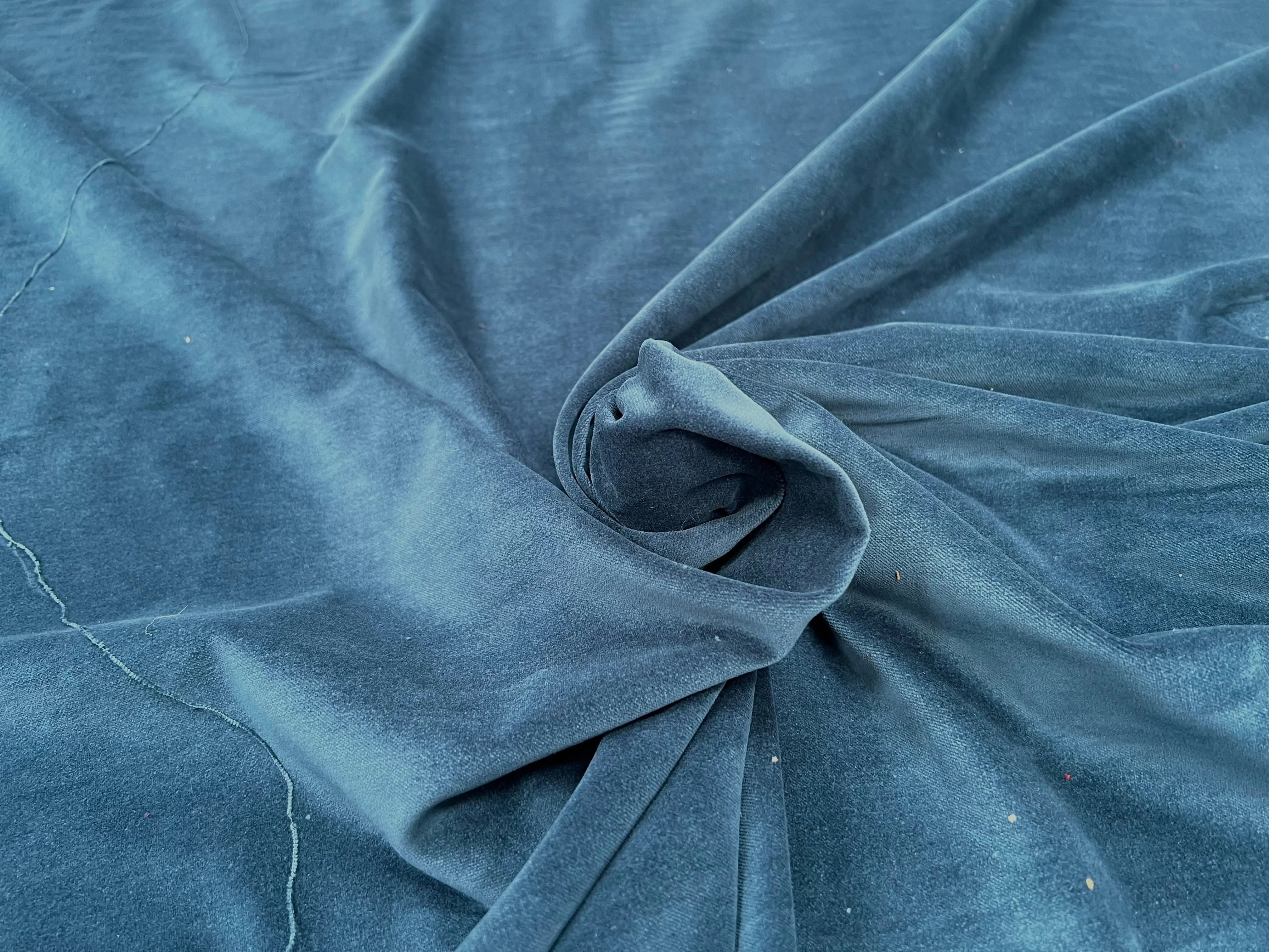 VELOURS LISSE COTON BLEU ITALIEN - My Little Coupon