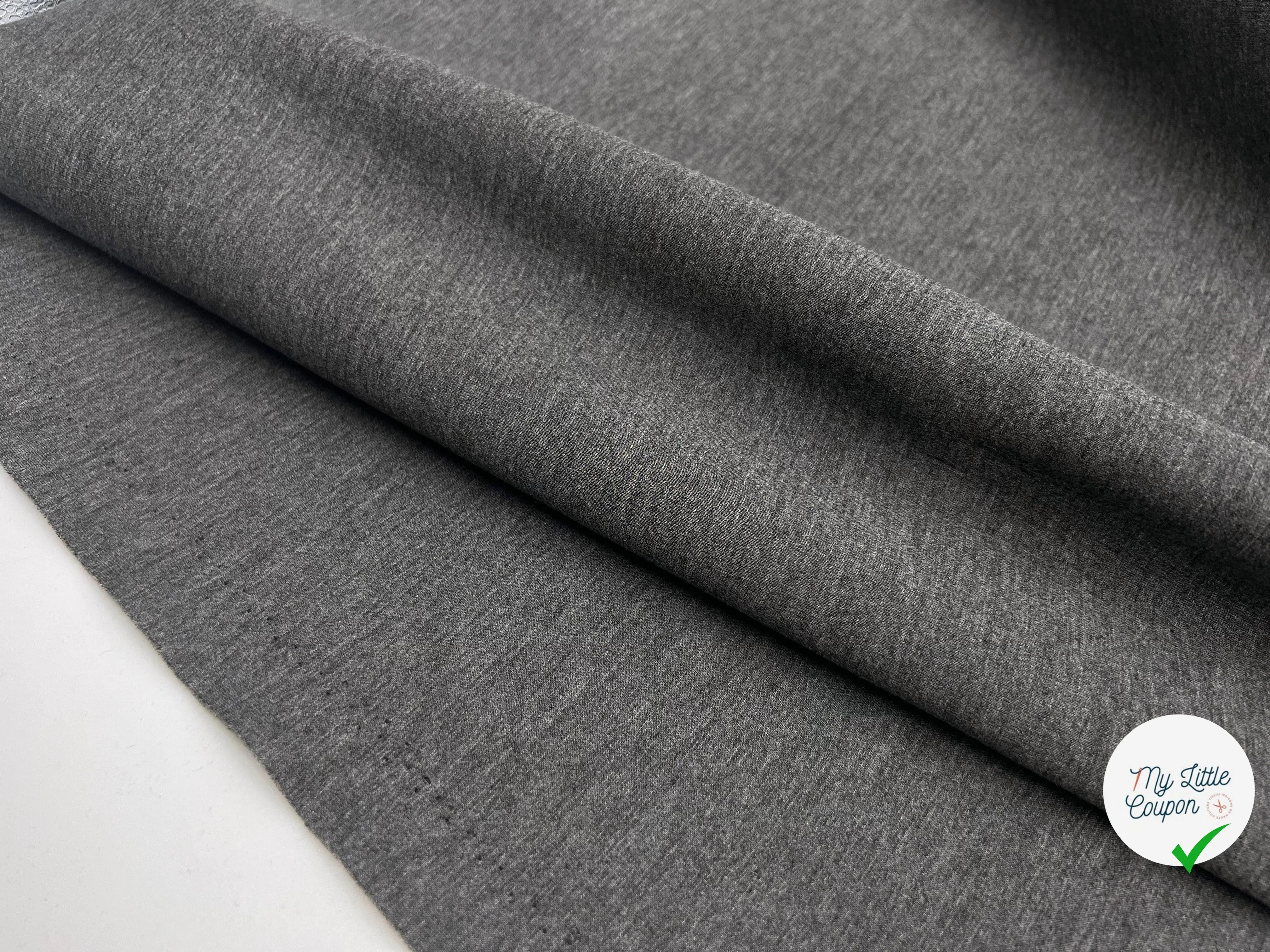 VELOUTINE CONTRECOLLÉE JERSEY GRIS - coupon de tissu de 3 mètres - My Little Coupon - tissu - coudre