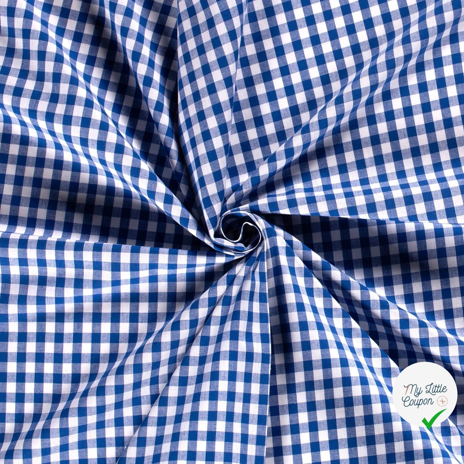 VICHY CARREAUX MOYENS COTON COBALT - My Little Coupon