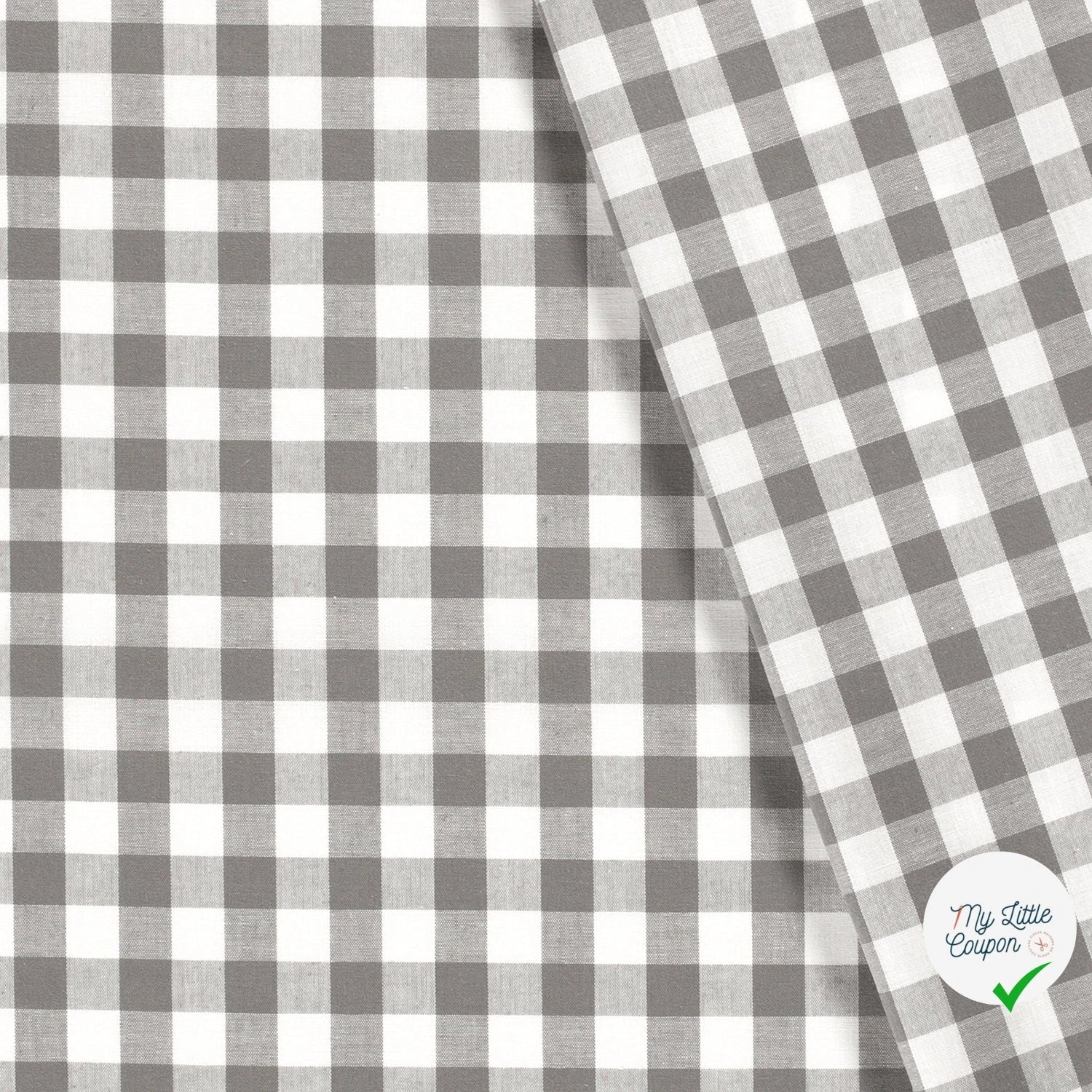 VICHY GROS CARREAUX COTON GRIS FONCÉ - My Little Coupon