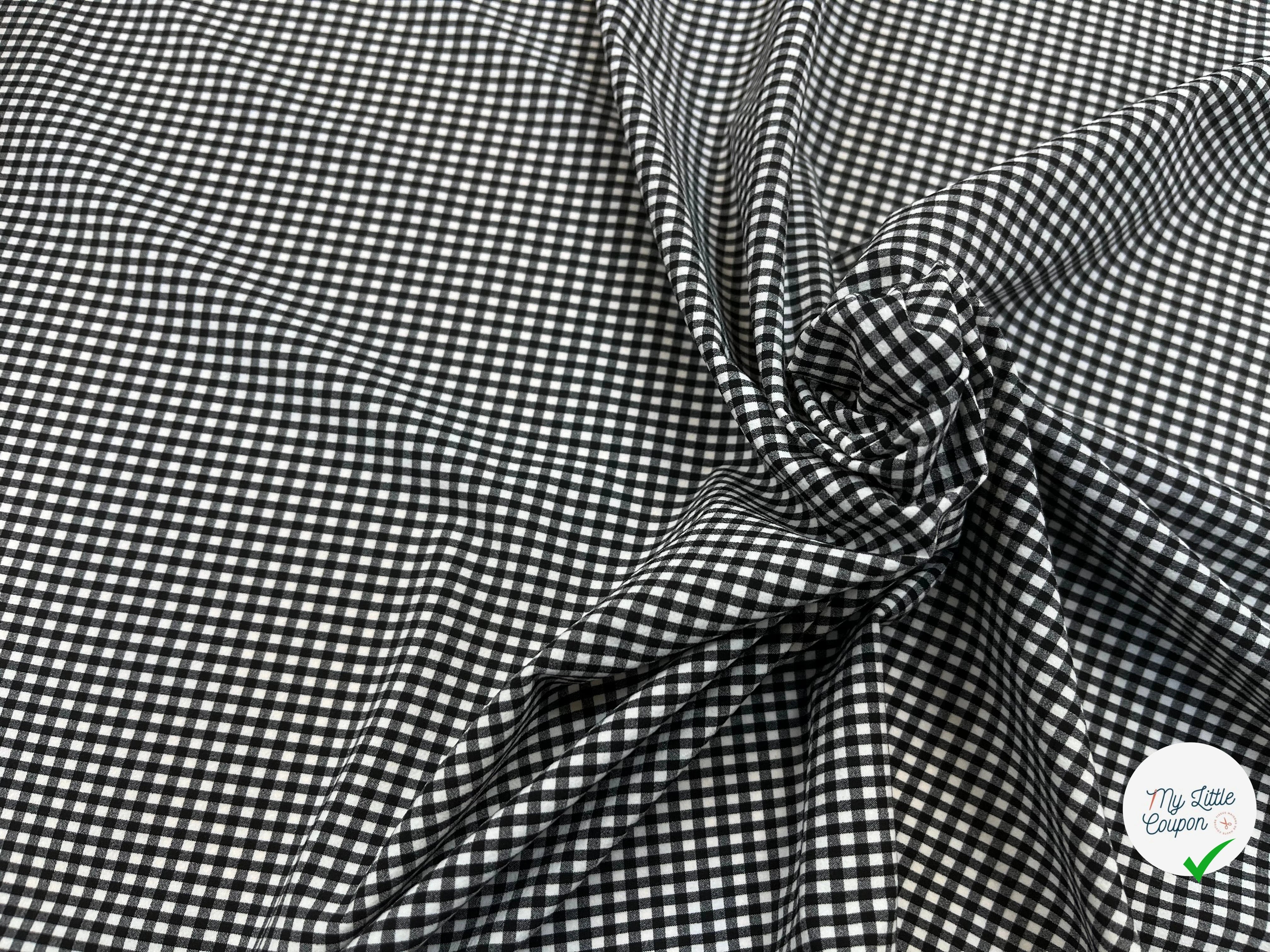 VICHY STRETCH NOIR ET BLANC 100% POLYESTER - My Little Coupon