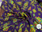 VISCOCE ARLEQUIN AVEC MOTIFS MAINS FOND VIOLET - My Little Coupon