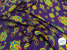 VISCOCE ARLEQUIN AVEC MOTIFS MAINS FOND VIOLET - My Little Coupon