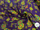 VISCOCE ARLEQUIN AVEC MOTIFS MAINS FOND VIOLET - My Little Coupon