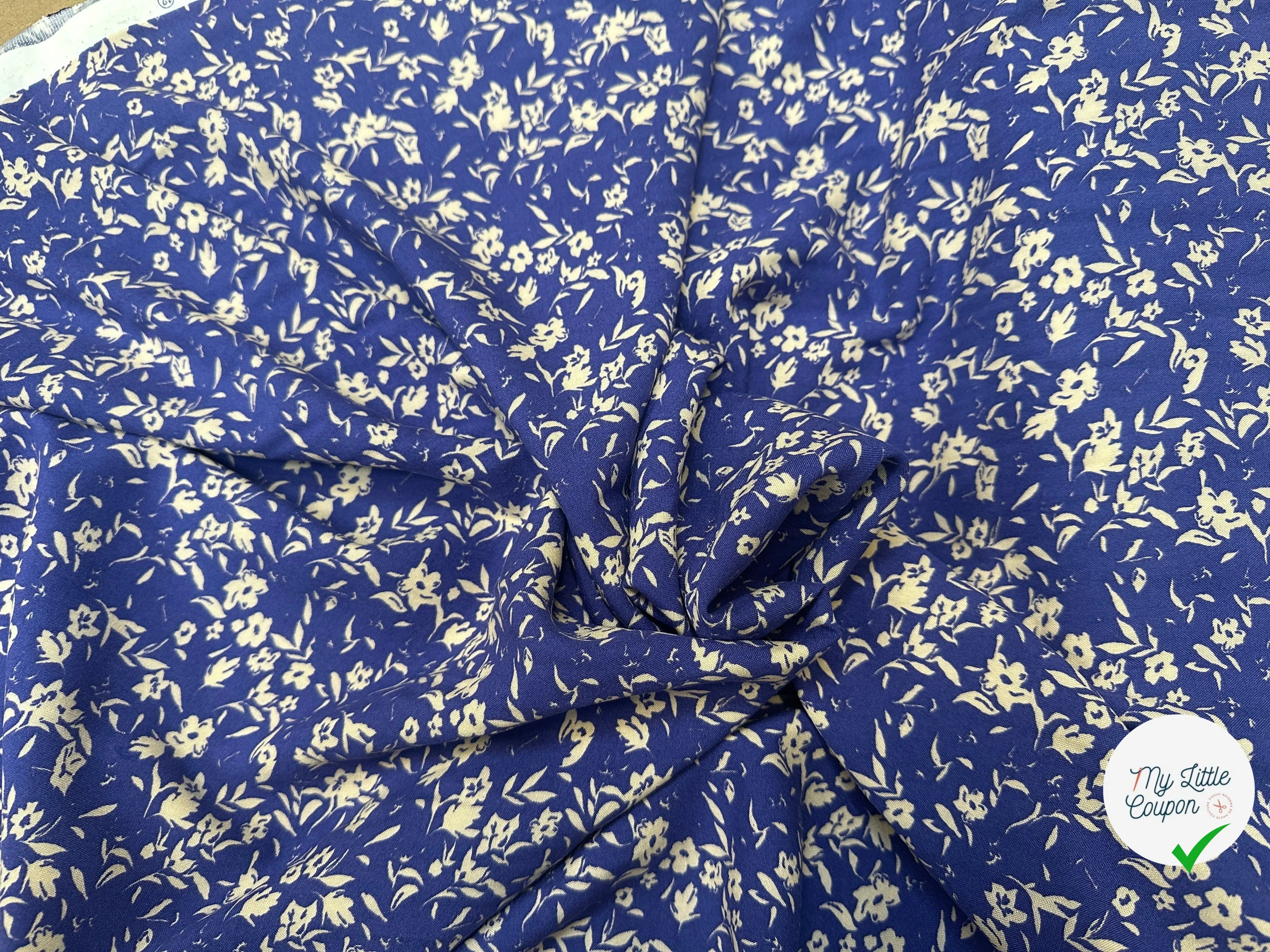 VISCOSE AFIA BLEU / ECRU - My Little Coupon
