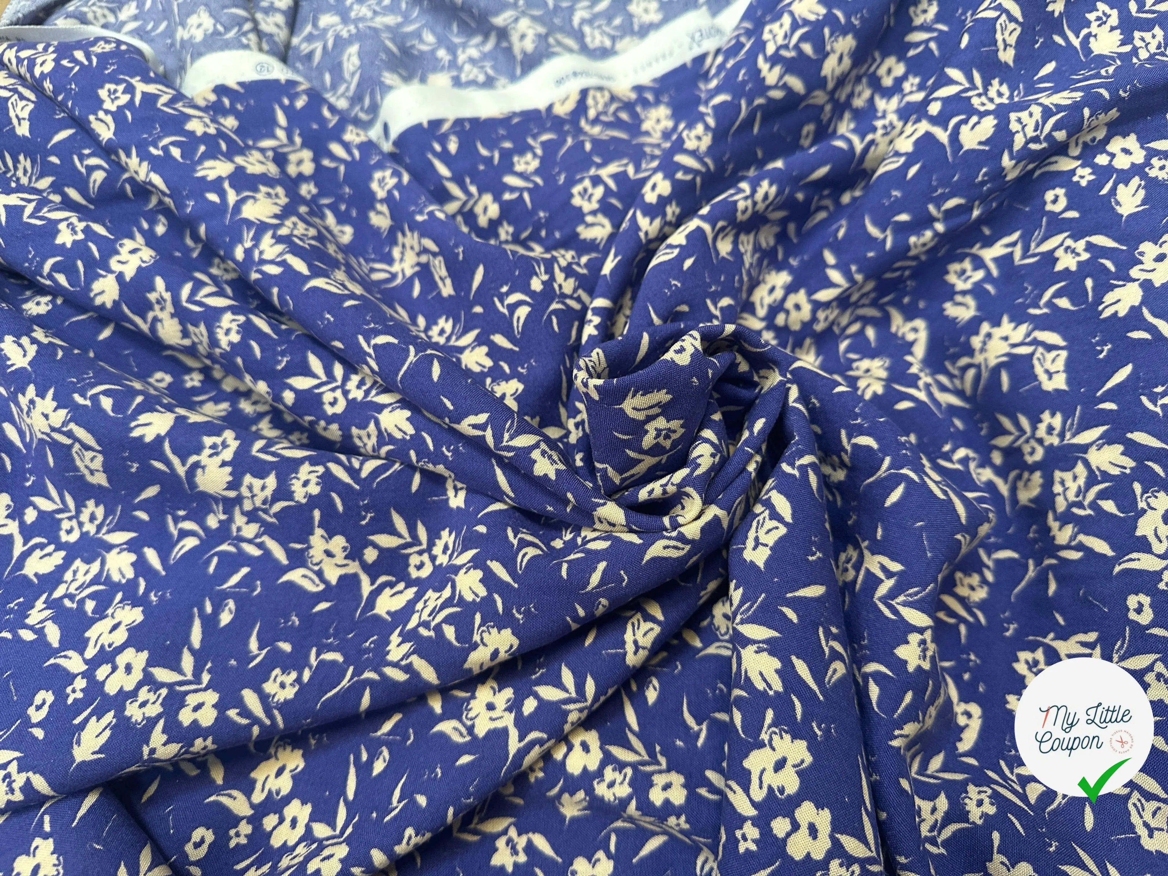 VISCOSE AFIA BLEU / ECRU - My Little Coupon