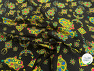 VISCOSE ARLEQUIN AVEC MOTIFS MAINS FOND NOIR - My Little Coupon