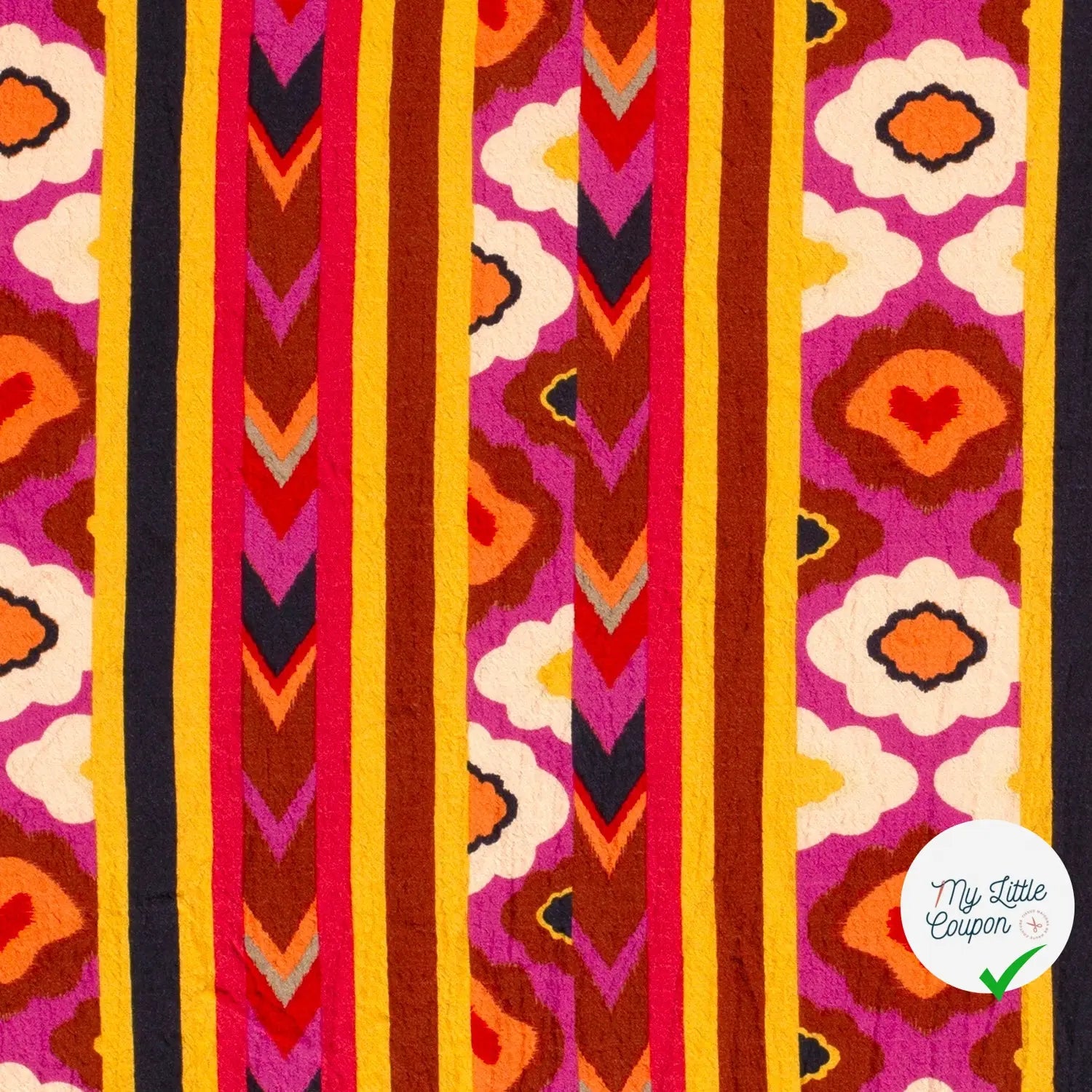 VISCOSE BUBBLE TISSU IMPRIMÉ ABSTRAIT FUCHSIA - My Little Coupon