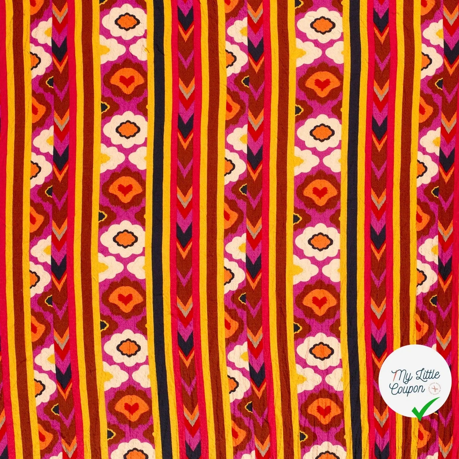 VISCOSE BUBBLE TISSU IMPRIMÉ ABSTRAIT FUCHSIA - My Little Coupon