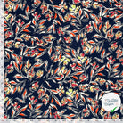 VISCOSE BUBBLE TISSU IMPRIMÉ FEUILLES BLEU MARINE - My Little Coupon