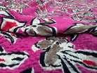 VISCOSE BUBBLE TISSU IMPRIMÉ FEUILLES FUCHSIA - My Little Coupon