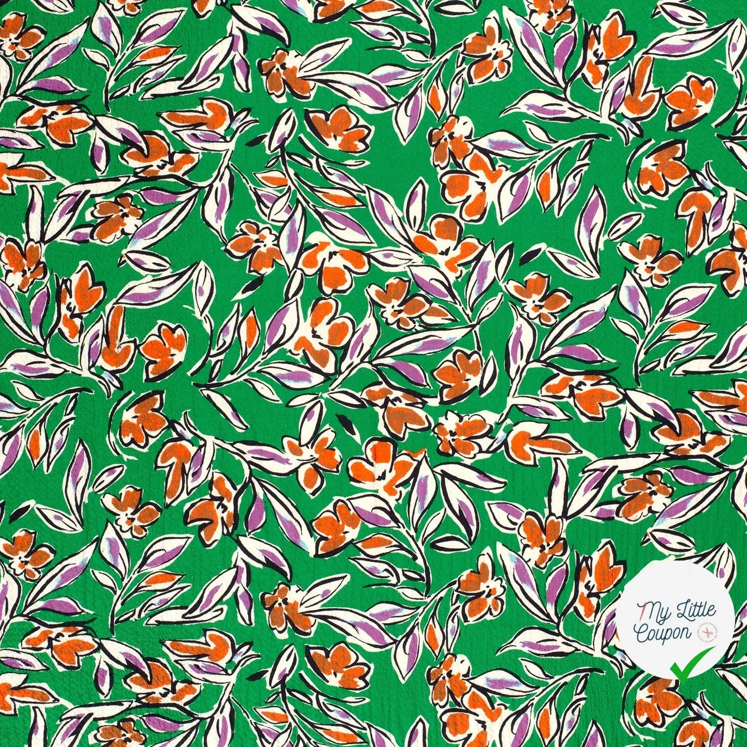 VISCOSE BUBBLE TISSU IMPRIMÉ FEUILLES VERT - My Little Coupon