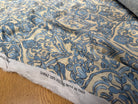VISCOSE DOUCE INSPIRATION GRÈCE FOND BEIGE MOTIFS BLEU - My Little Coupon