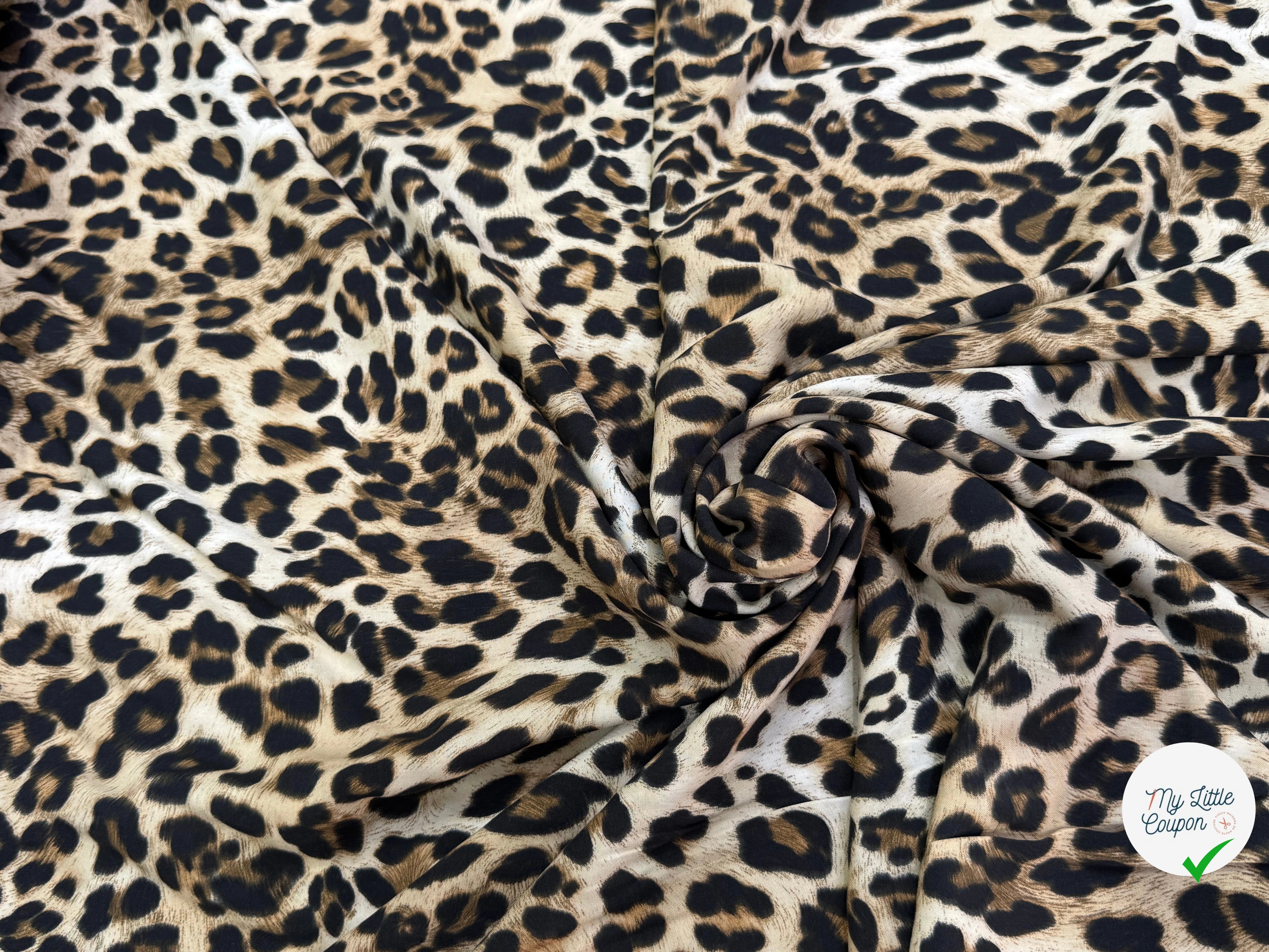 VISCOSE DOUCE LÉOPARDO FLUIDE MARRON BEIGE ET NOIR - My Little Coupon