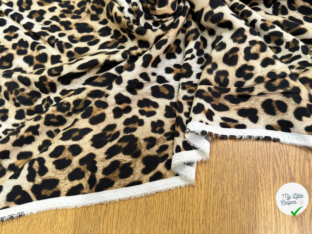 VISCOSE DOUCE LÉOPARDO FLUIDE MARRON BEIGE ET NOIR - My Little Coupon