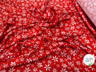 VISCOSE DOUCE TRES LEGEREMENT SATINEE PRINT FLEURS SUR FOND ROUGE - My Little Coupon