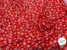 VISCOSE DOUCE TRES LEGEREMENT SATINEE PRINT FLEURS SUR FOND ROUGE - My Little Coupon