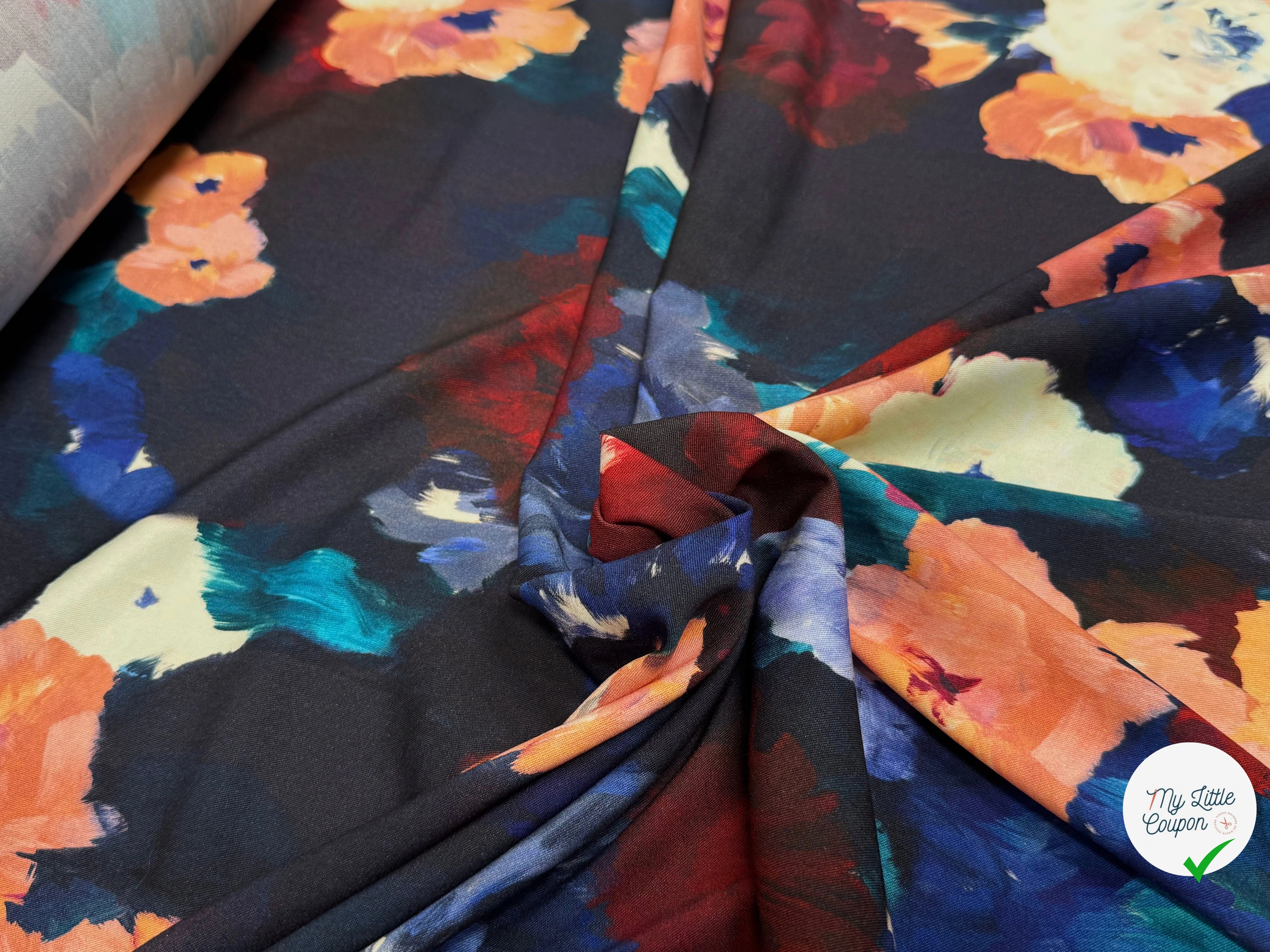 VISCOSE ÉLASTHANNE IMPRIMÉ FLEURS D'HIVER PUNGI TOPO FLEURSDHIVER - My Little Coupon