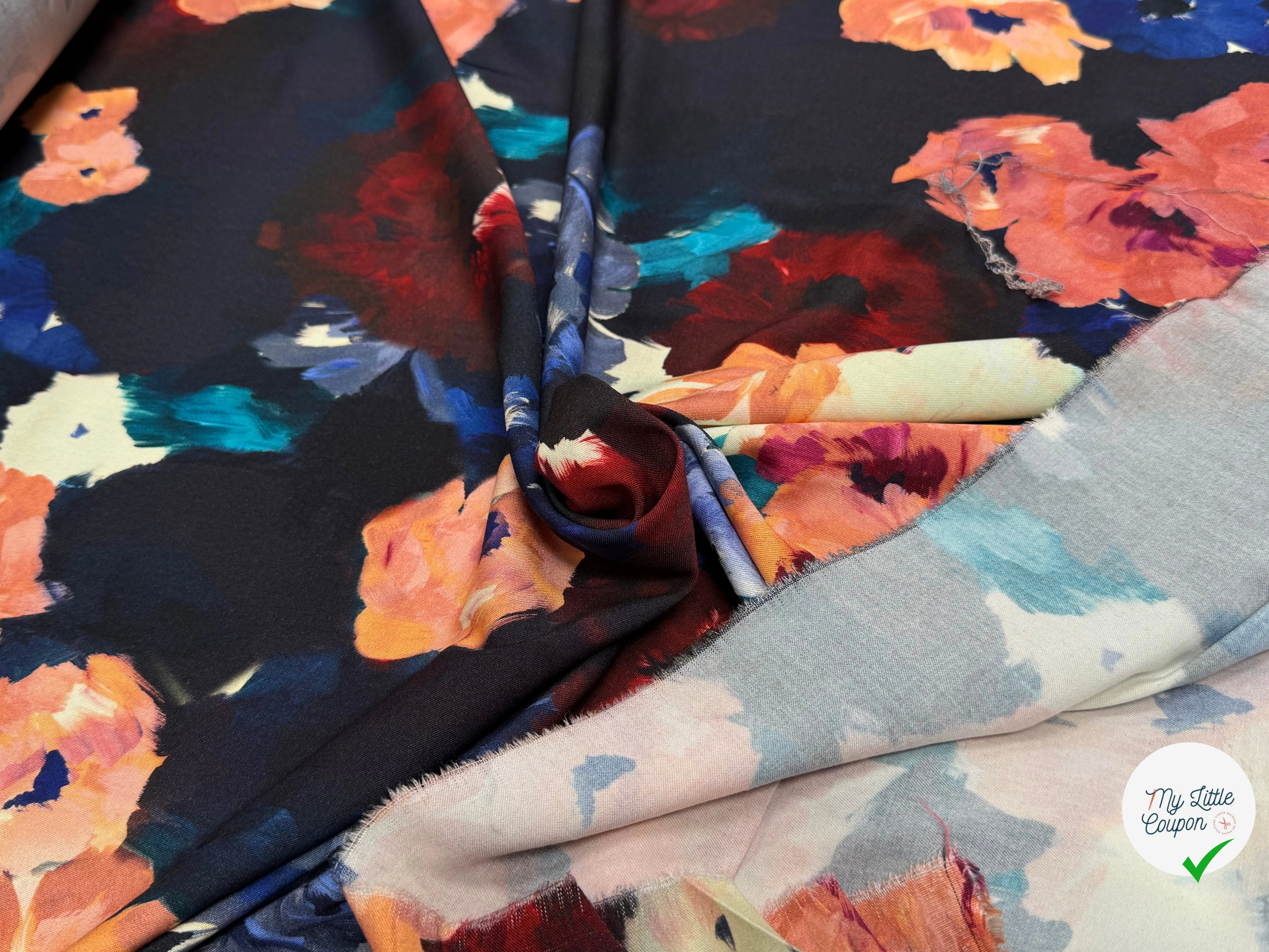 VISCOSE ÉLASTHANNE IMPRIMÉ FLEURS D'HIVER PUNGI TOPO FLEURSDHIVER - My Little Coupon