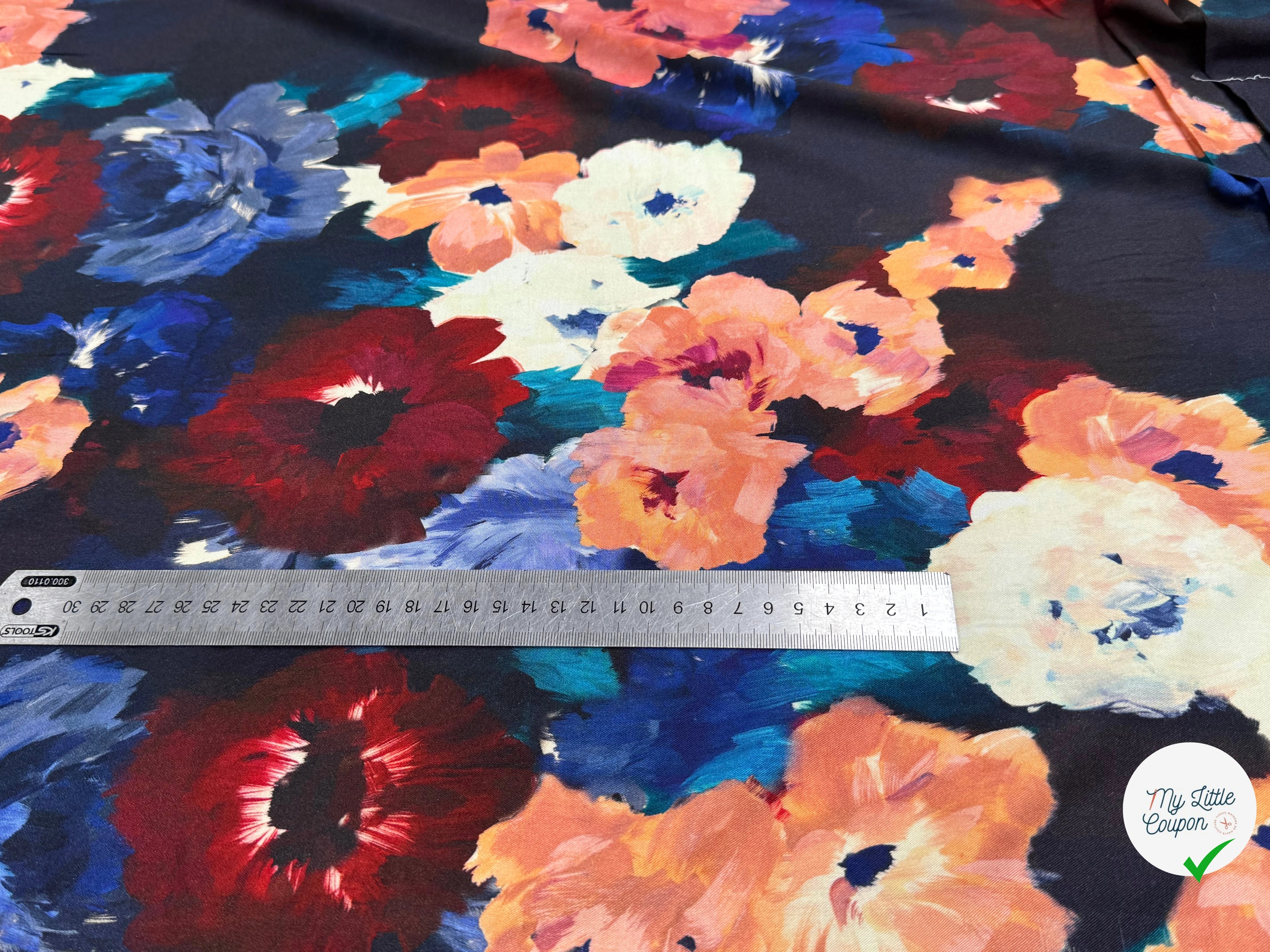 VISCOSE ÉLASTHANNE IMPRIMÉ FLEURS D'HIVER PUNGI TOPO FLEURSDHIVER - My Little Coupon
