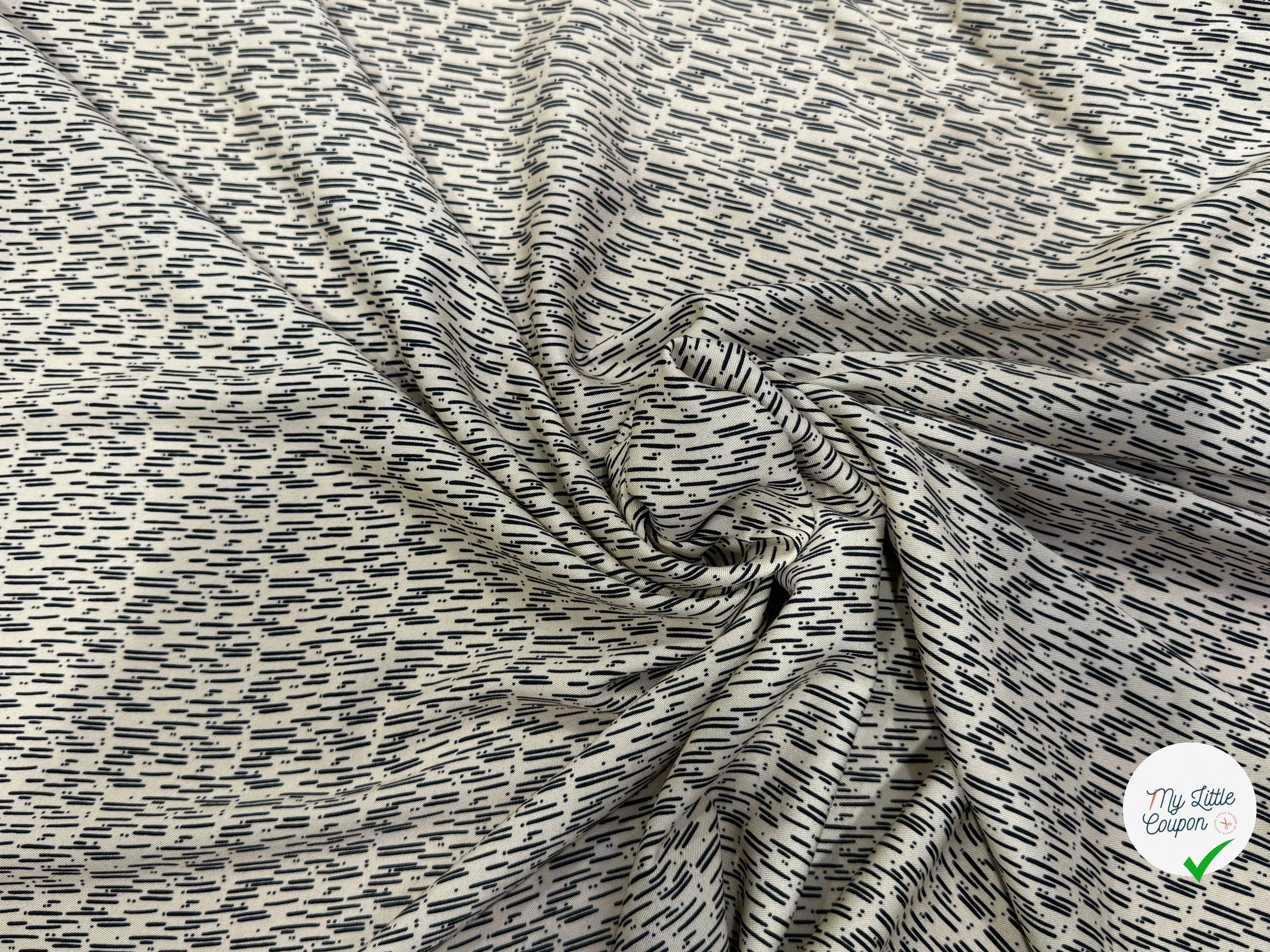 VISCOSE ÉLASTHANNE IMPRIMÉ GRAPHIQUE À TRAITS - My Little Coupon