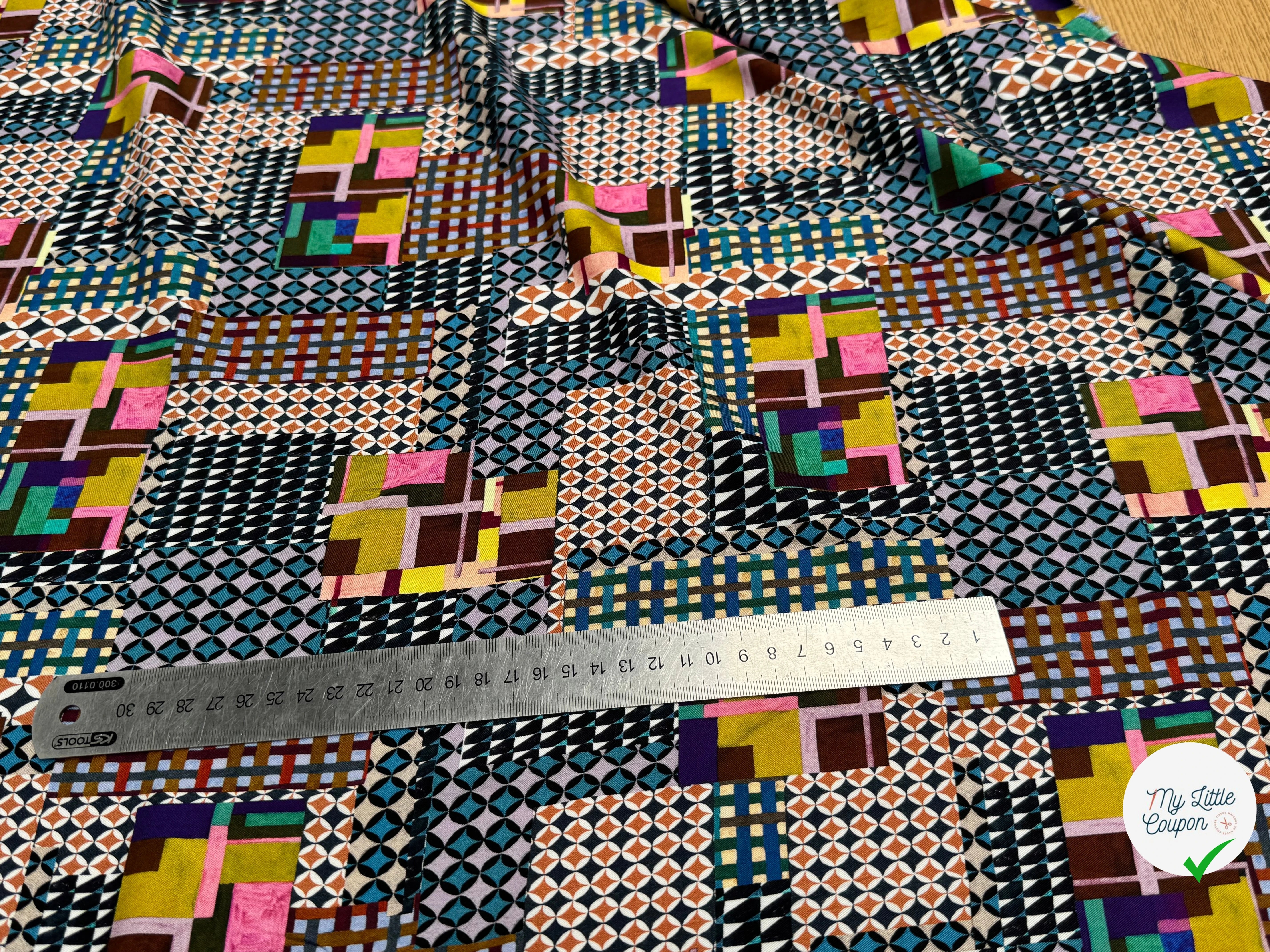 VISCOSE ÉLASTHANNE IMPRIMÉ MOSAÏQUE PUNGI TOPO MOSAIQUE - My Little Coupon