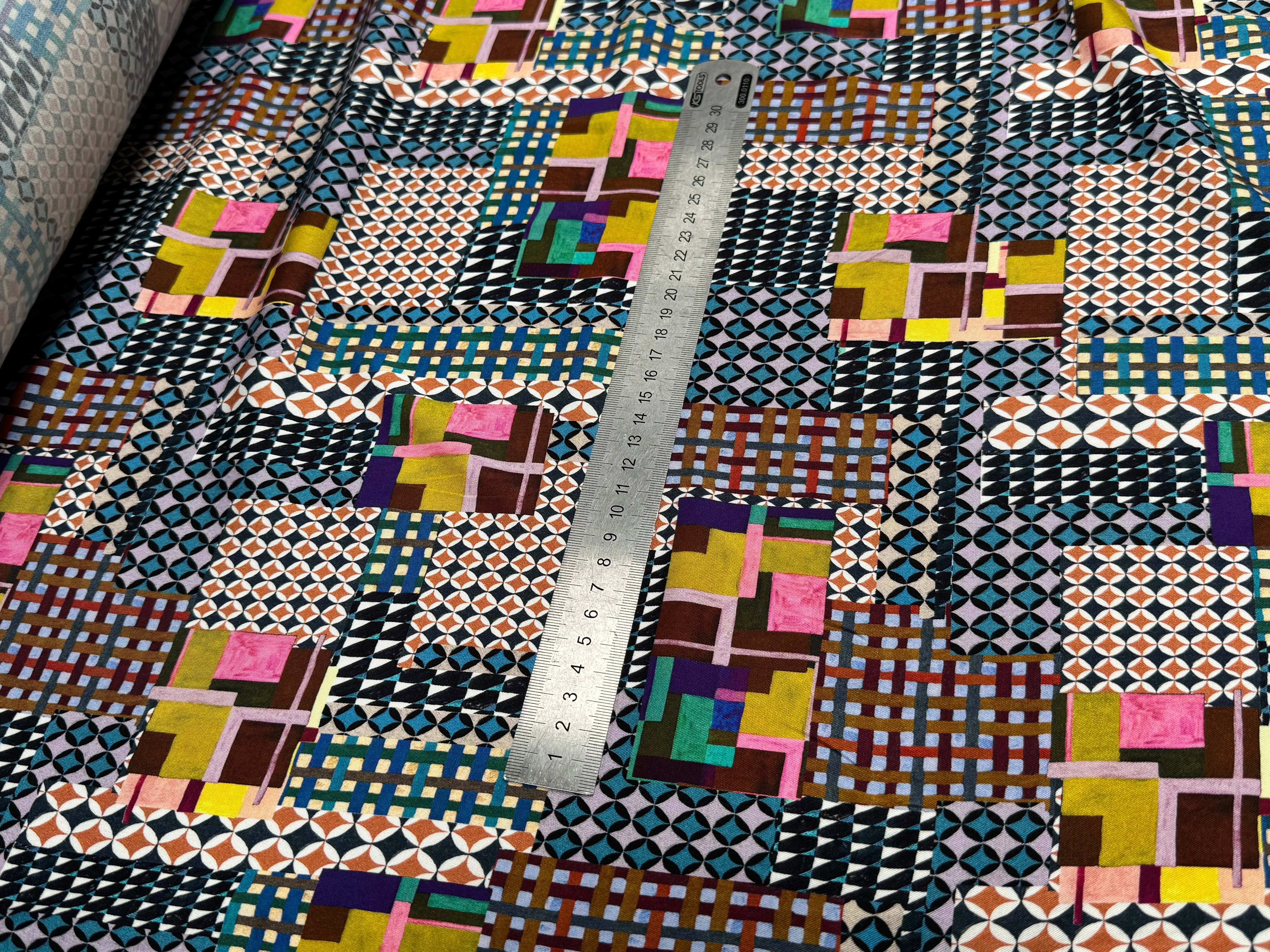 VISCOSE ÉLASTHANNE IMPRIMÉ MOSAÏQUE PUNGI TOPO MOSAIQUE - My Little Coupon