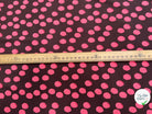 VISCOSE ÉLASTHANNE IMPRIMÉ POIS ROSES FOND MARRON - My Little Coupon