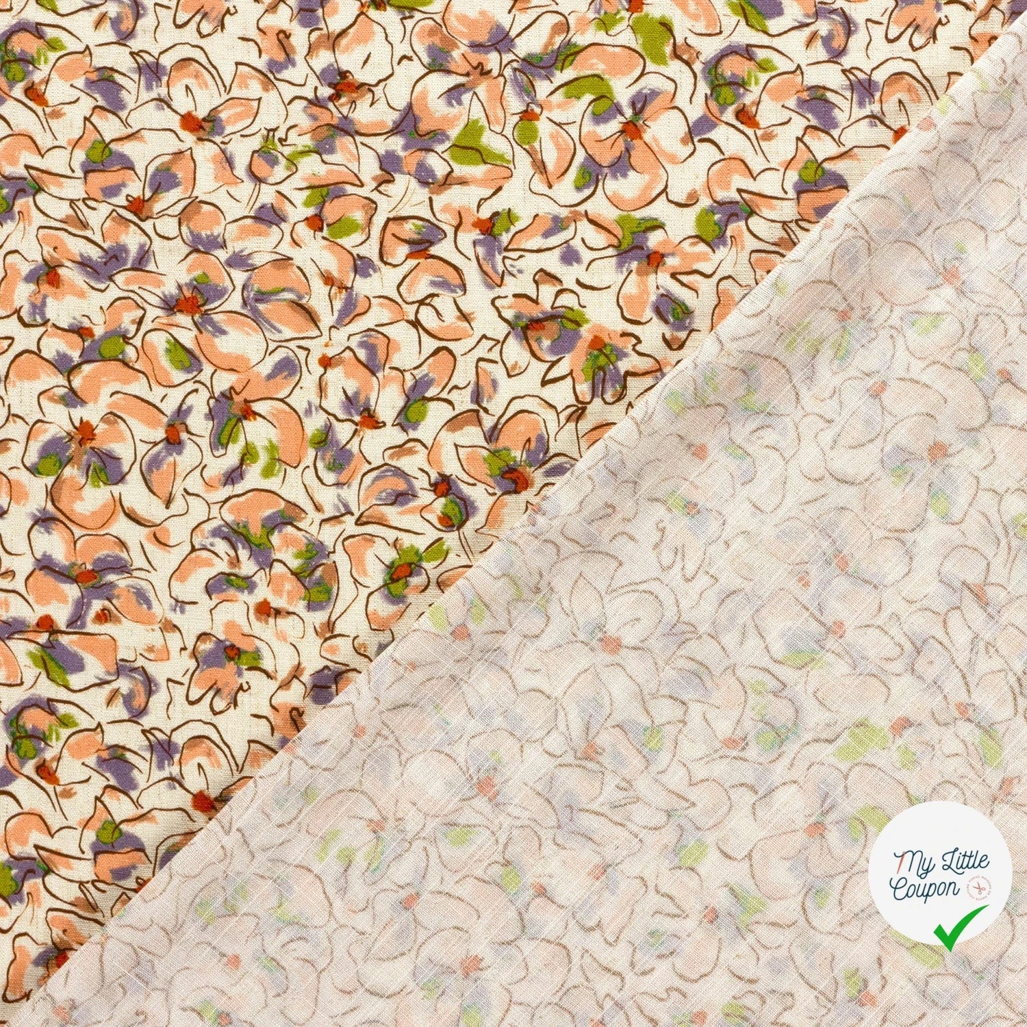 VISCOSE ET LIN FLEURS SAUMON - My Little Coupon